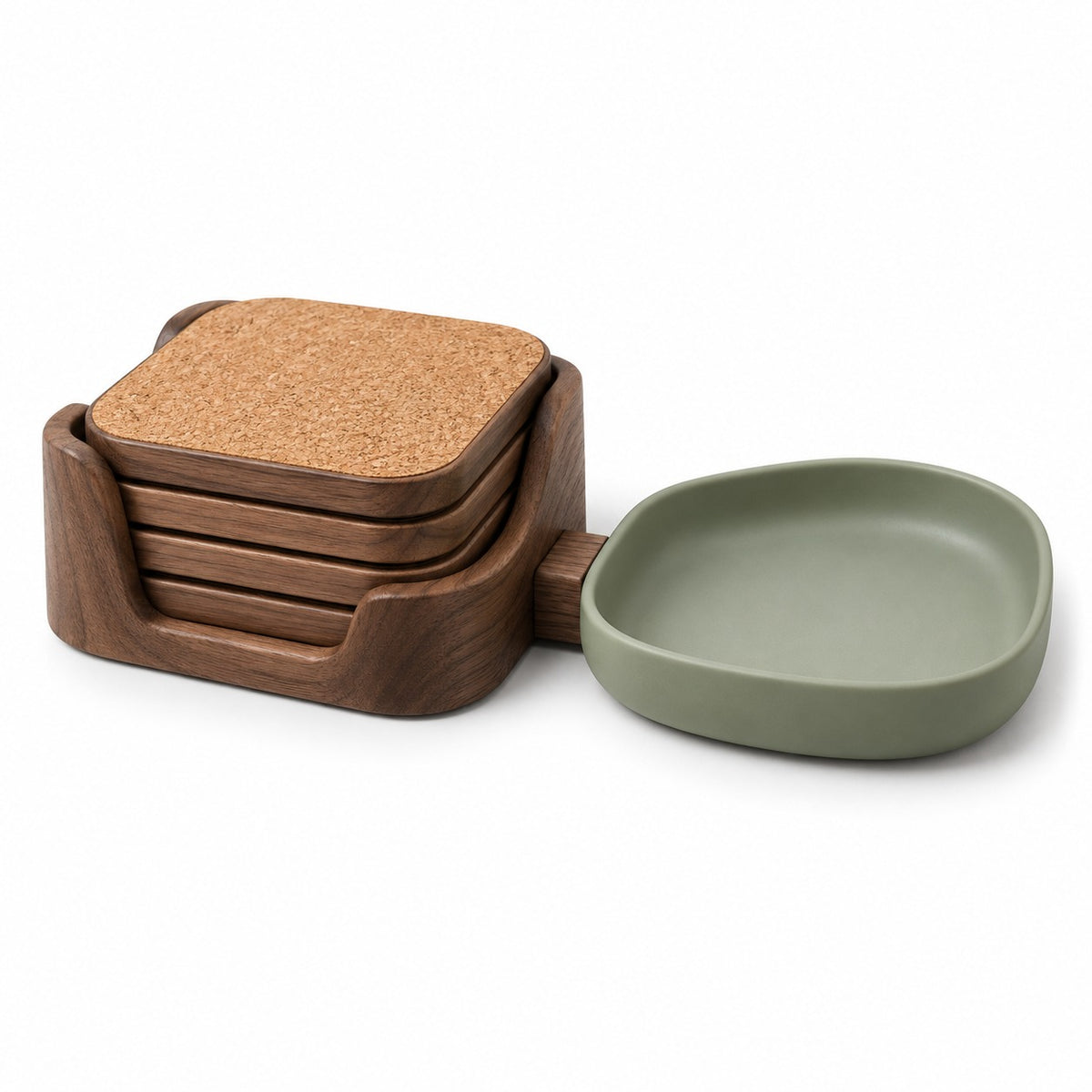 Cork Coaster Set with Catchall Tray