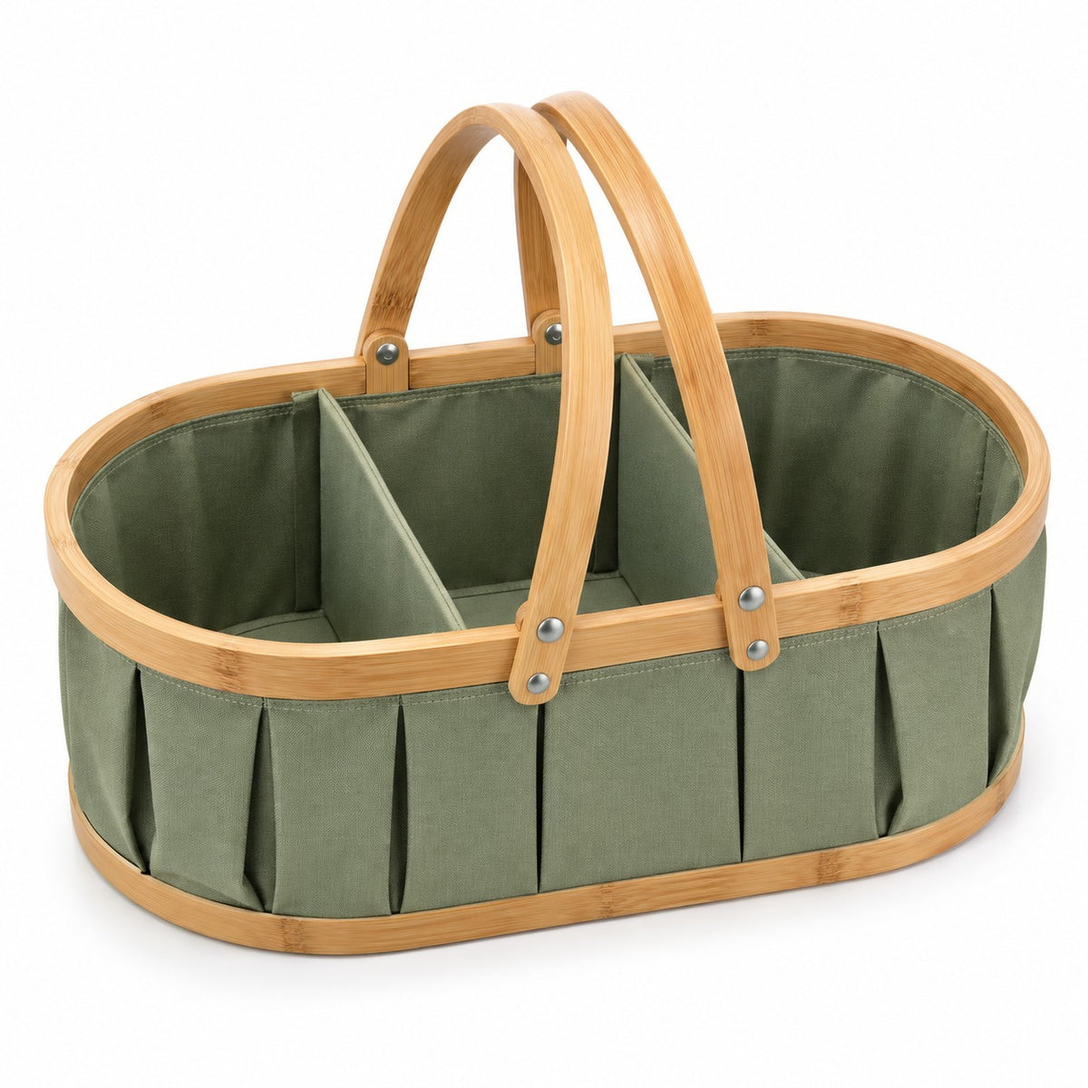 Collapsible Three-Compartment Picnic Basket