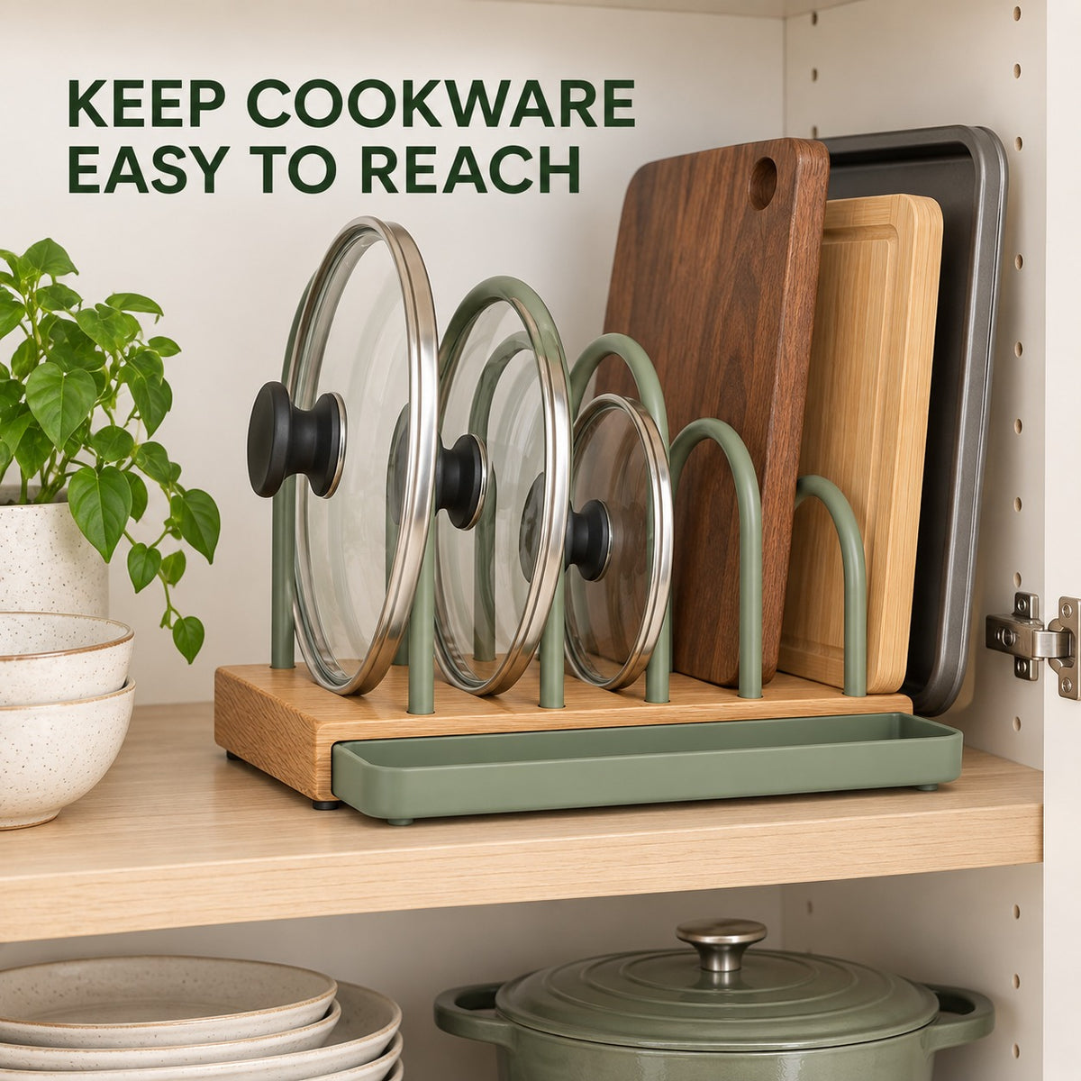 Five-Slot Pan and Lid Organizer Rack