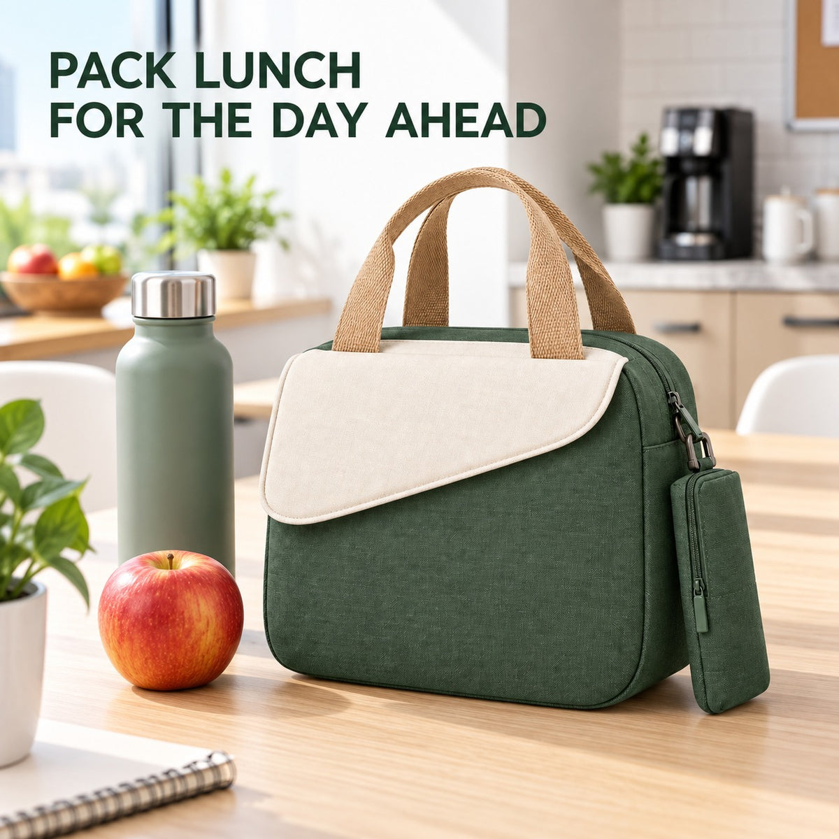 Insulated Lunch Tote with Detachable Side Pouch