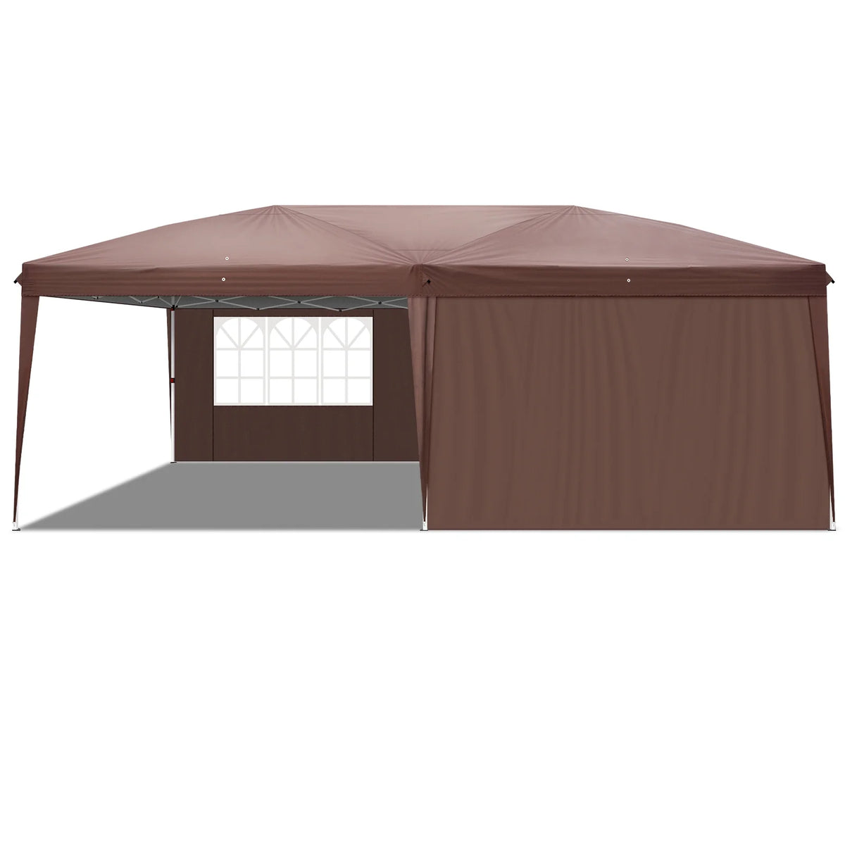 6m x 3m (20ft x 10ft) Dark Brown Waterproof Instant Pop Up Tent Portable Folding Shelter with 2 Windows, UV Protection, Heavy