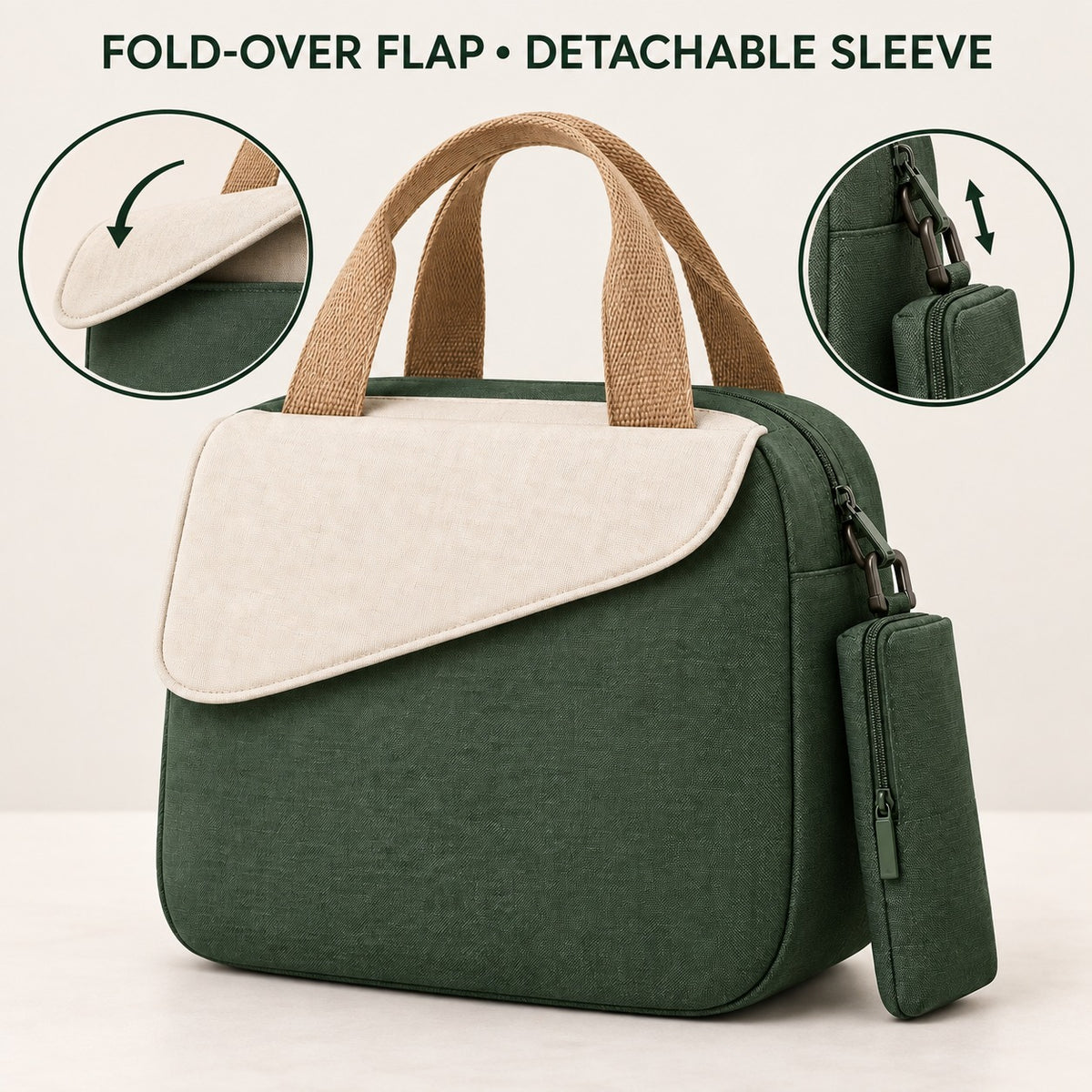 Insulated Lunch Tote with Detachable Side Pouch