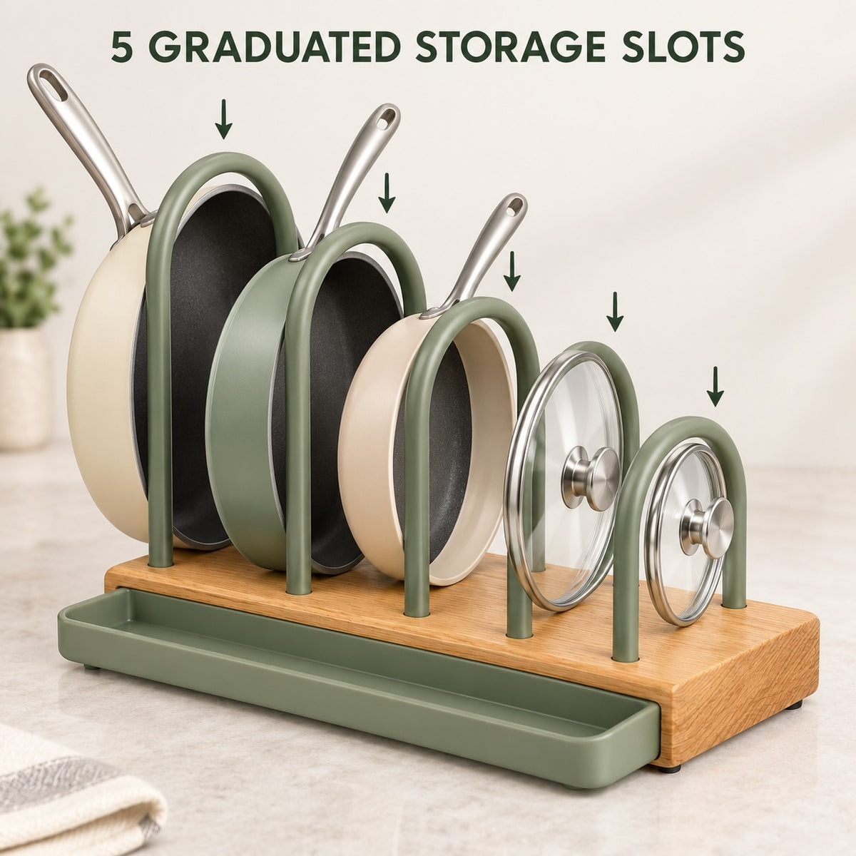 Five-Slot Pan and Lid Organizer Rack