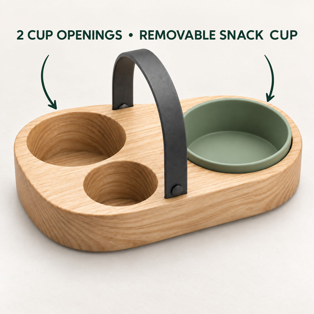 Two-Cup Drink and Snack Carrier Tray