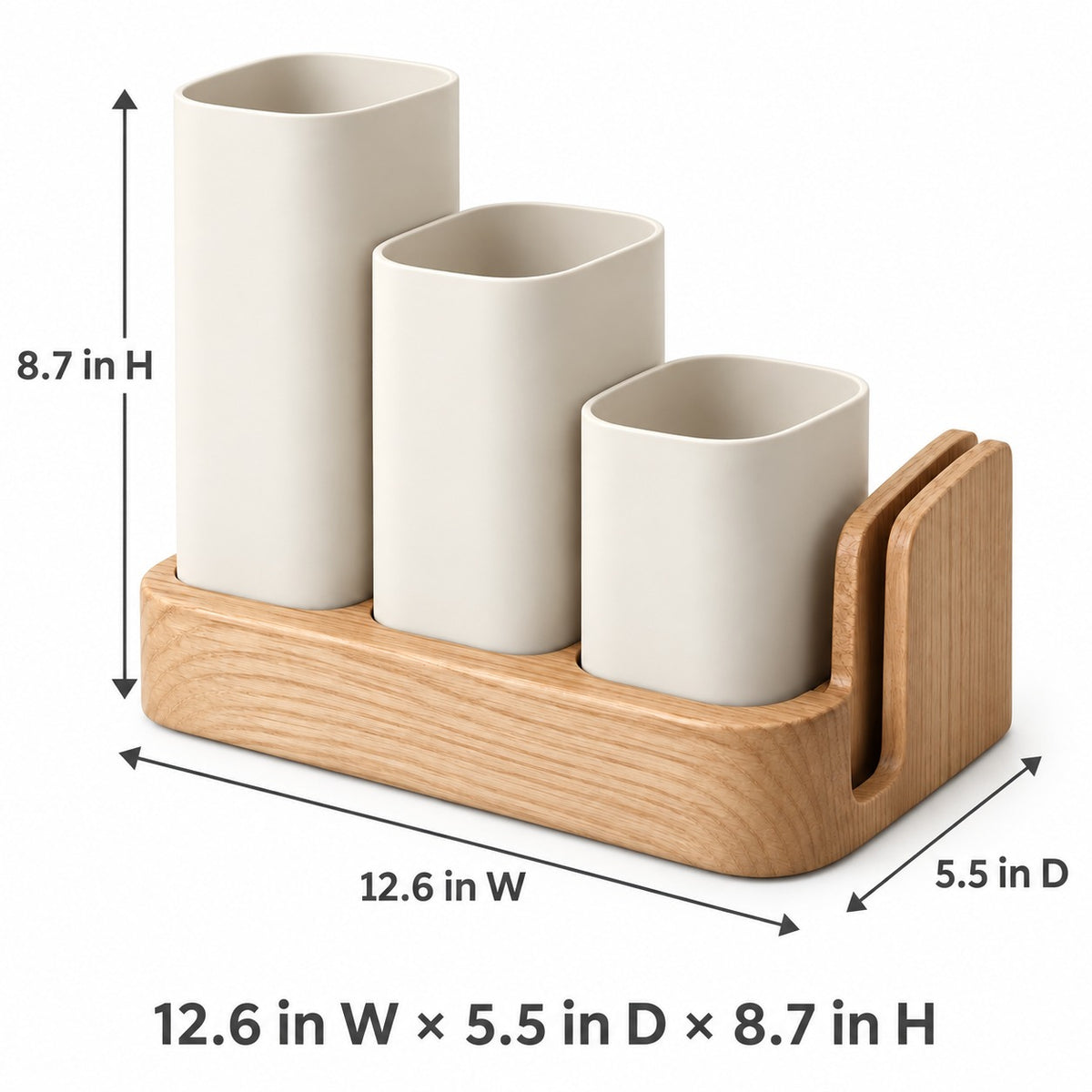 Three-Compartment Countertop Utensil Organizer