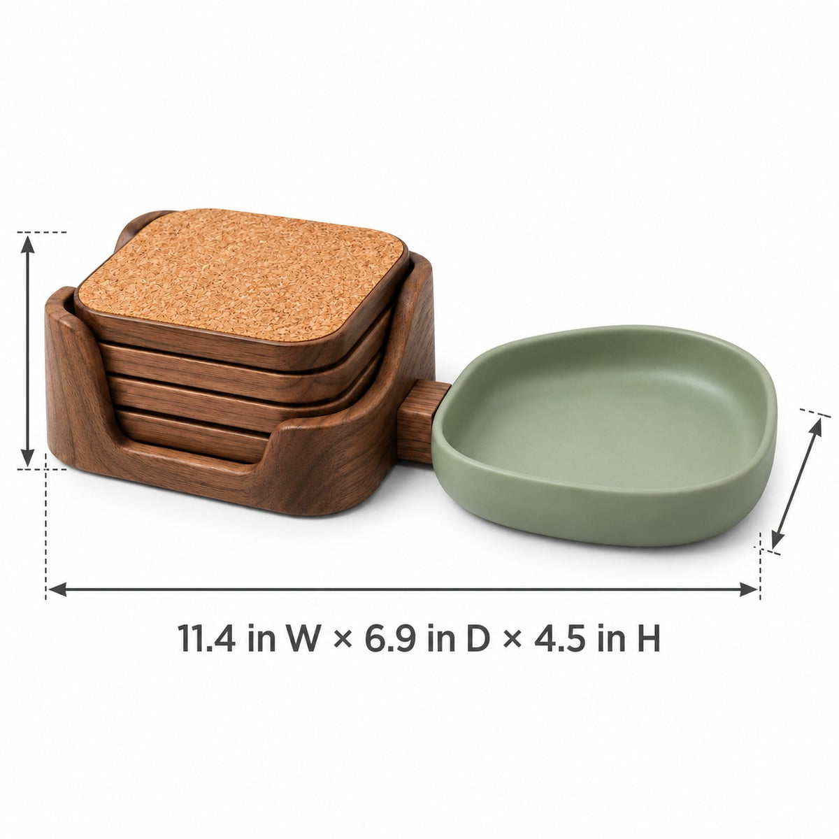 Cork Coaster Set with Catchall Tray