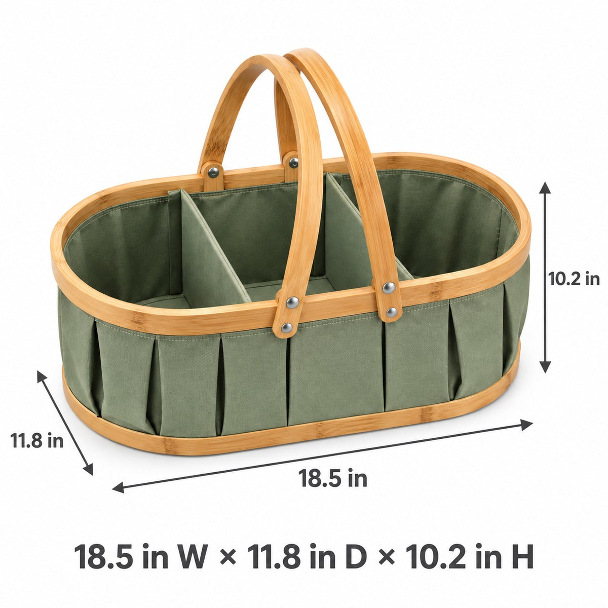 Collapsible Three-Compartment Picnic Basket