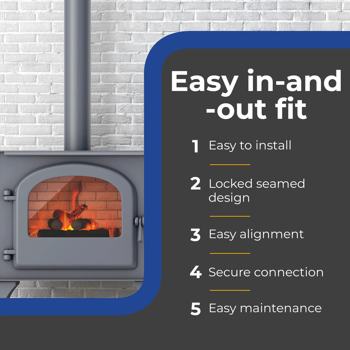 DuraVent DuraBlack 48 x 8 Inch Stainless Steel Single Wall Stove Pipe