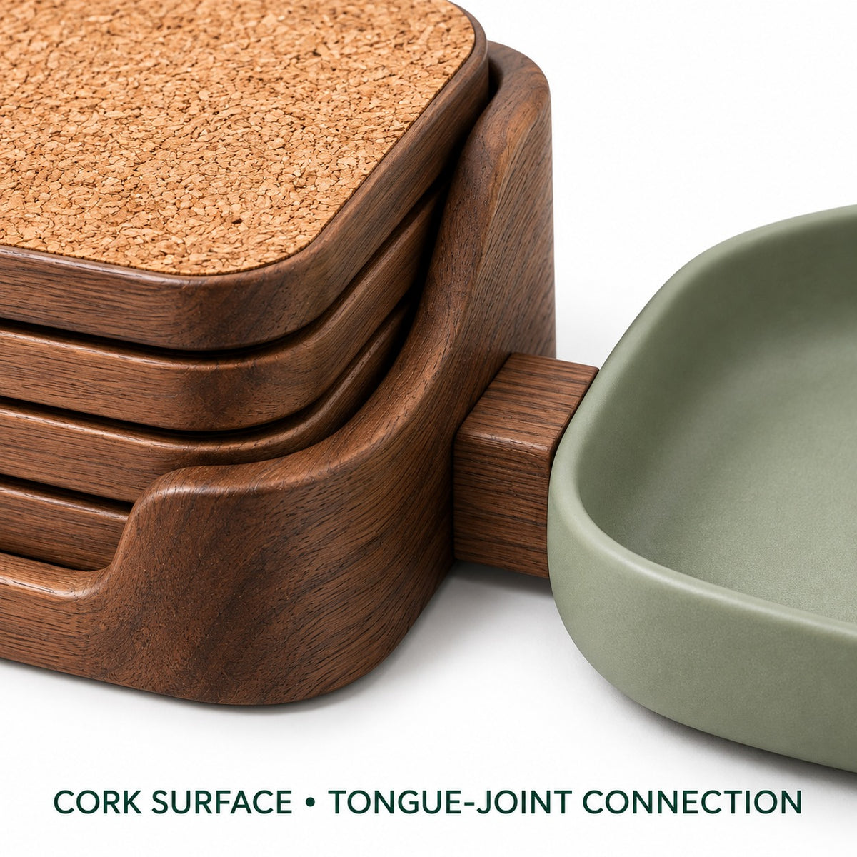 Cork Coaster Set with Catchall Tray
