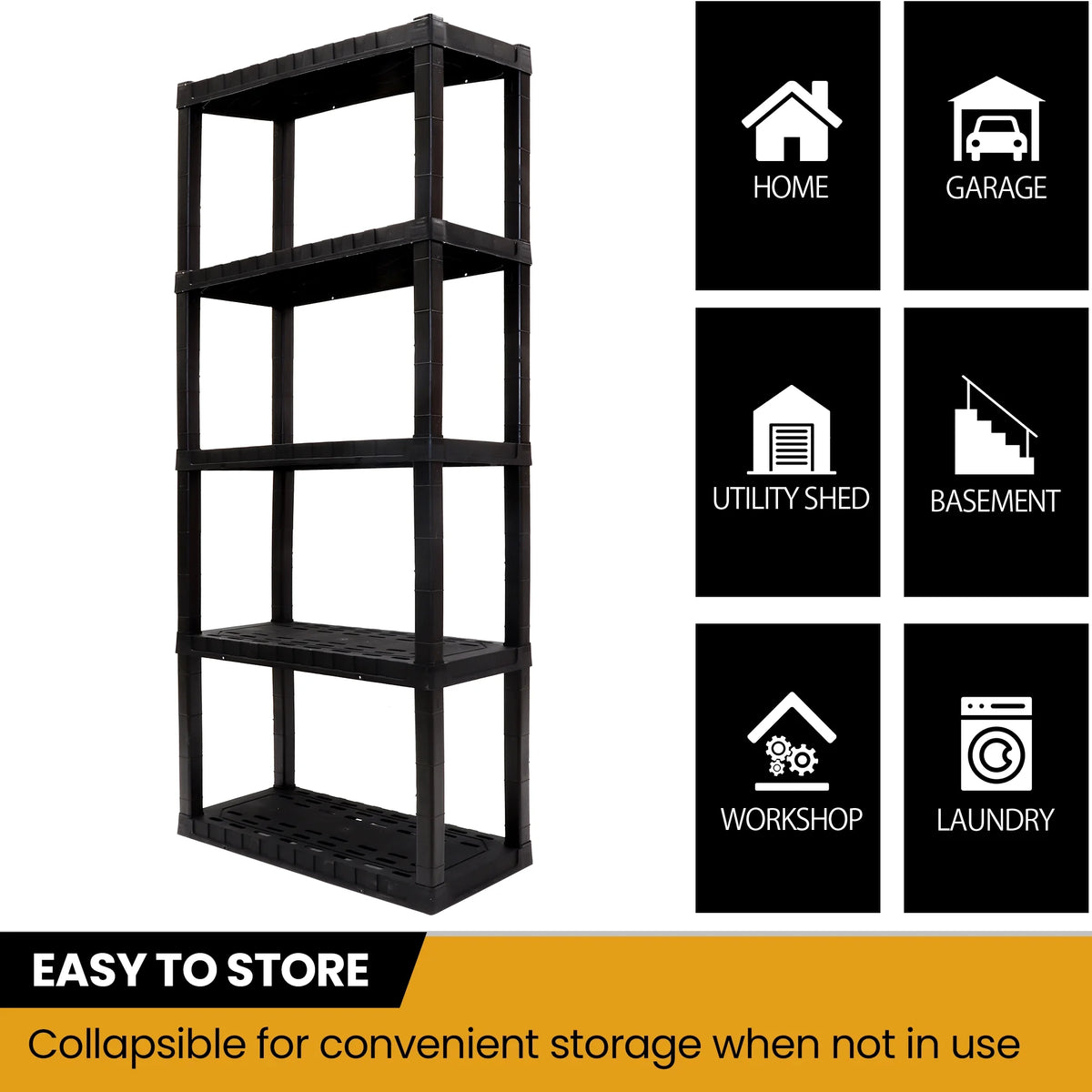 Hyper Tough Garage Shelving Unit Heavy Duty 5-Tier 75"H x 30"W x 14"D 2-Pack, Black 450 lbs Total Capacity