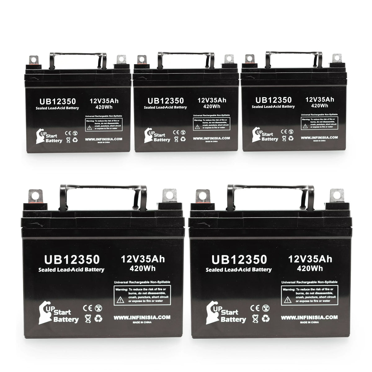 UpStart Battery Sealed Lead Acid Replacement Battery for Imc Heartway Escape H - UB12350, 12V 35Ah 35000mAh L1 Terminal, 5 Pack