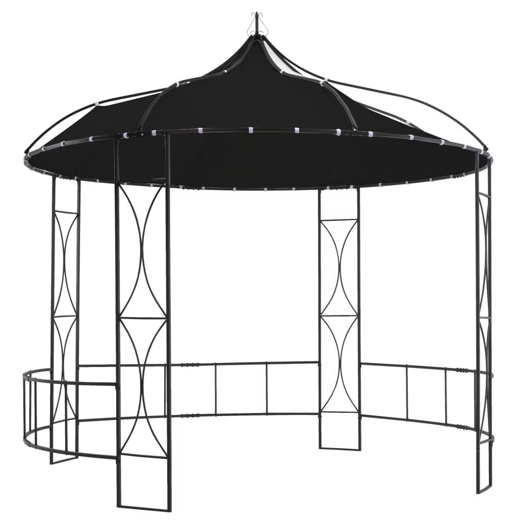 vidaXL Outdoor 9.8 x 9.5 Round Canopy Pavilion, UV & Water-Resistant, White & Black
