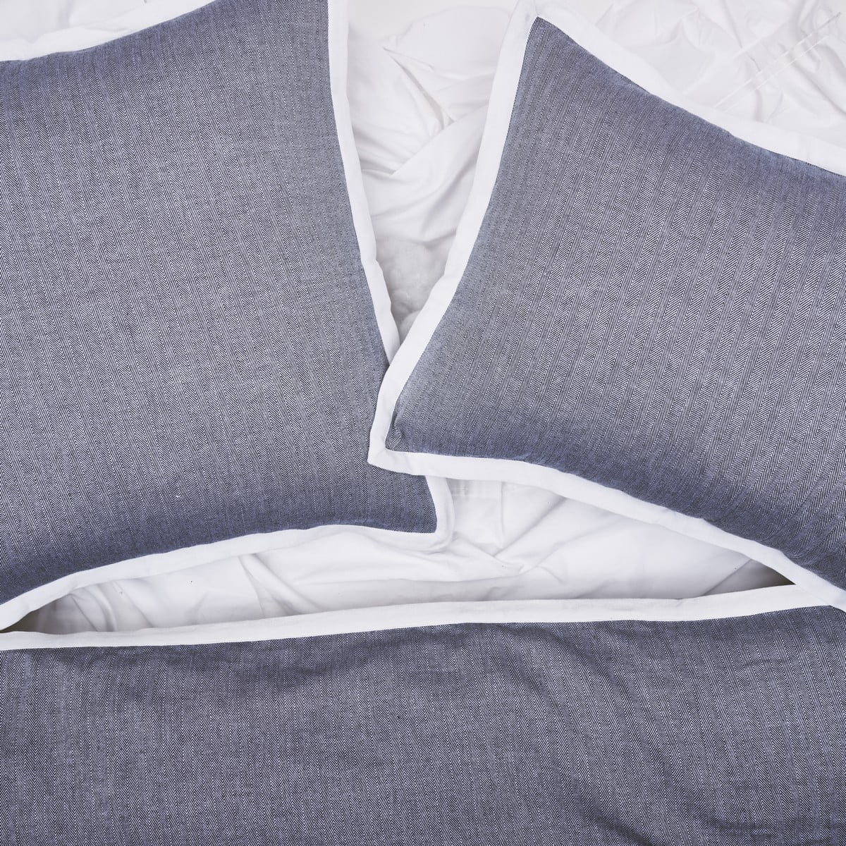 Roscoe Indigo Mini Herringbone Pattern 100% Cotton King Duvet Cover 90" x 102"