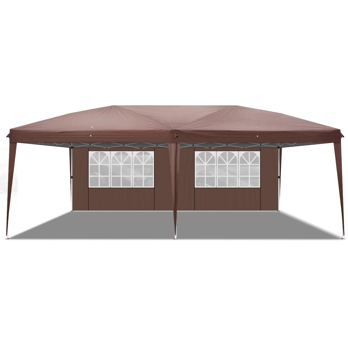 6m x 3m (20ft x 10ft) Dark Brown Waterproof Instant Pop Up Tent Portable Folding Shelter with 2 Windows, UV Protection, Heavy