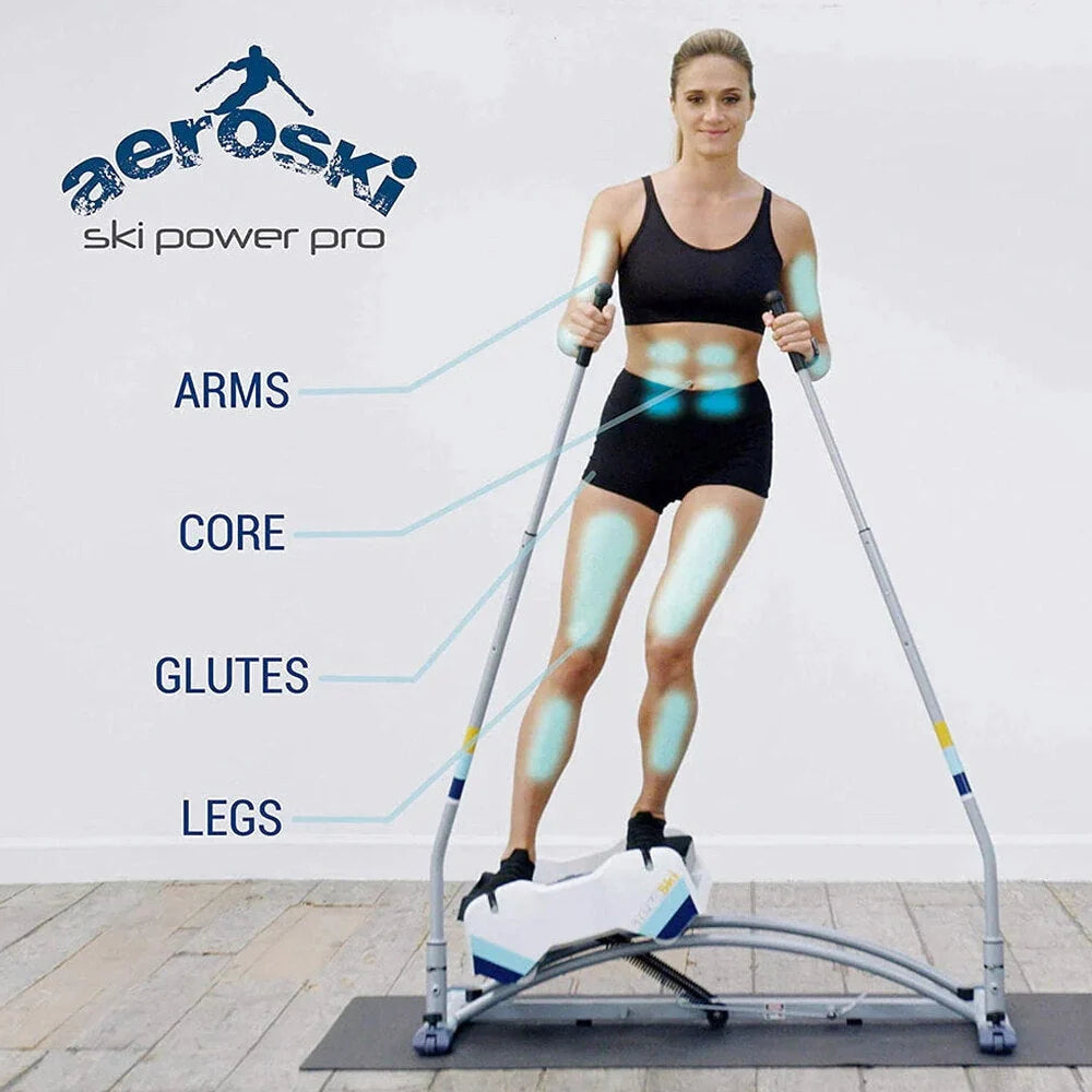 Aeroski Ski Fitness Workout Machine With Recoil Spring Resistance, Gray - 2.0