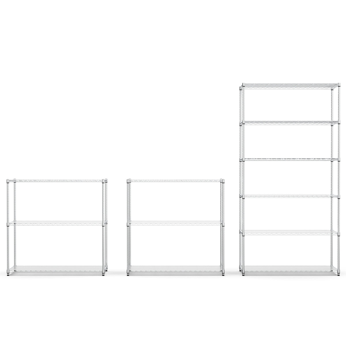 Holaki 3 Tier NSF Metal Shelf Wire Shelving Unit - Set of 2, 1050lbs Capacity Heavy Duty Adjustable Storage Rack with Shelf L