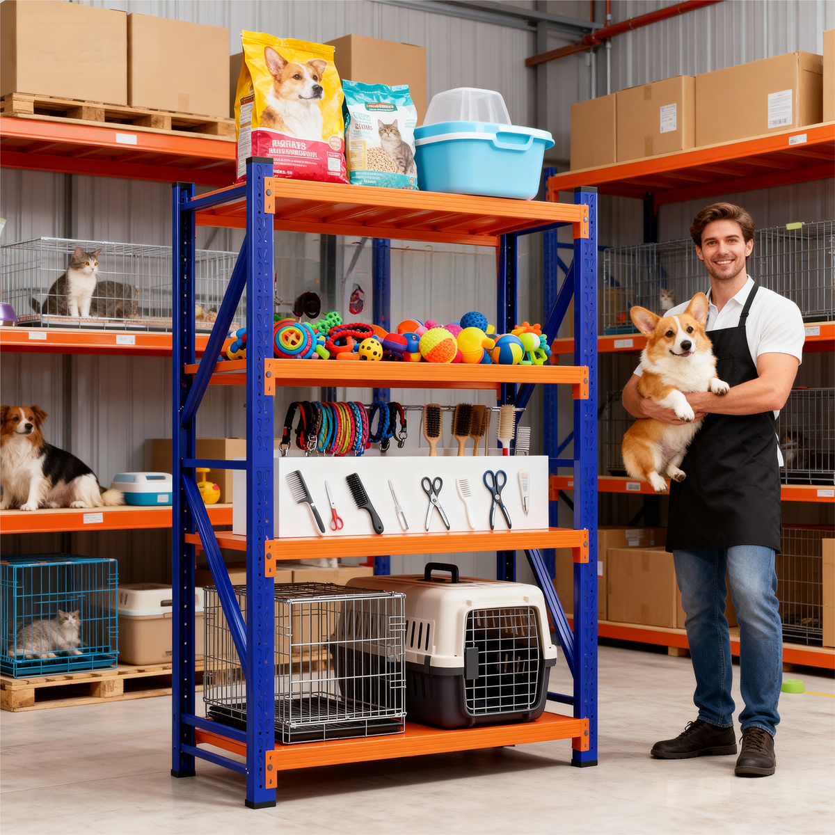 MaxShelv 79" H Garage Shelving 2500lbs, 4 Tier Metal Storage Shelves Adjustable Shelving Unit and Storage for Garage,Basement