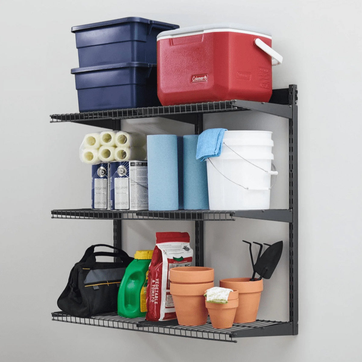 Rubbermaid Garage FastTrack 36" x 12" Shelf Kit, 3-Shelves, Black