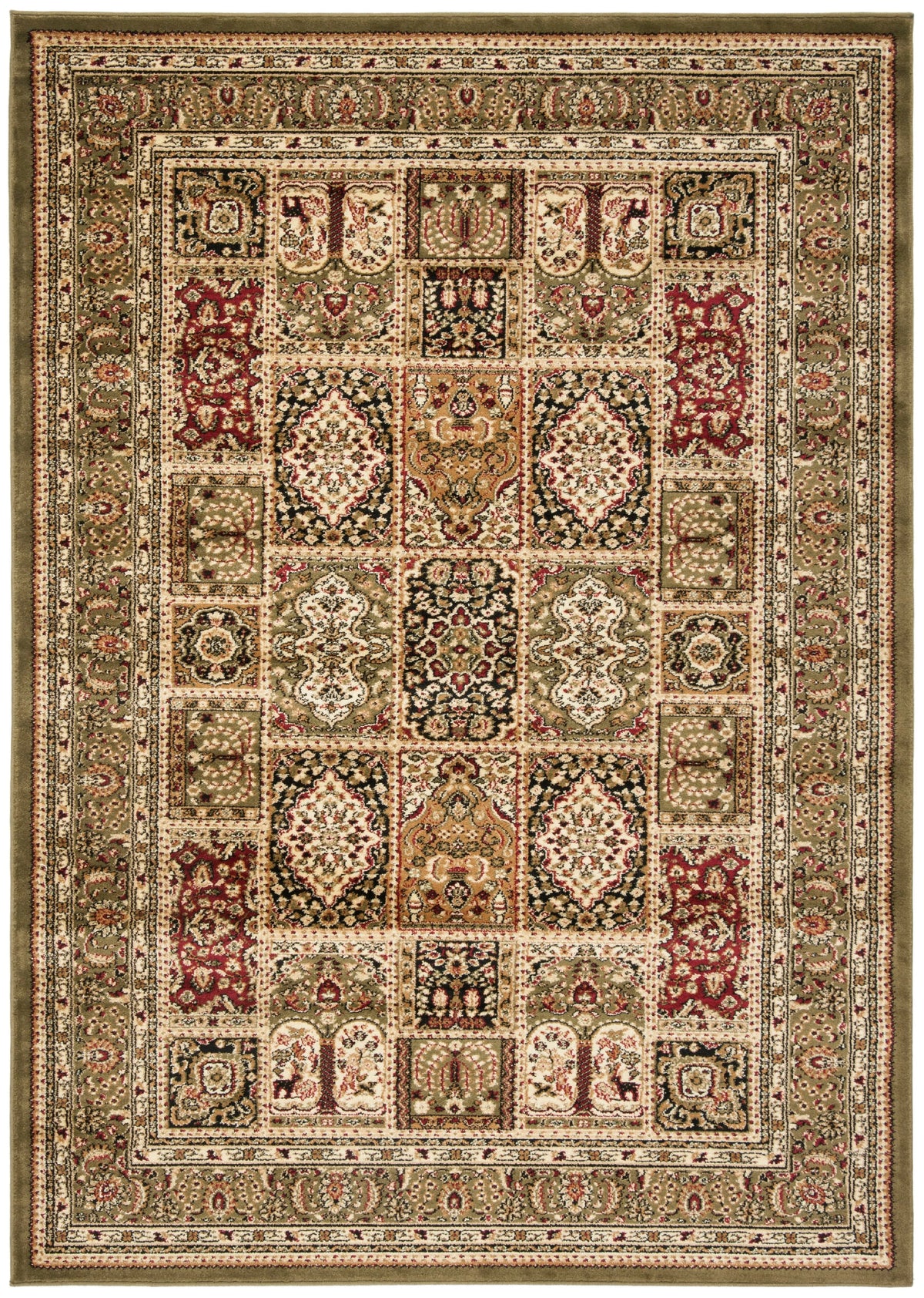 SAFAVIEH Lyndhurst Josephine Traditional Bordered Area Rug, Multi/Green, 9' x 12'