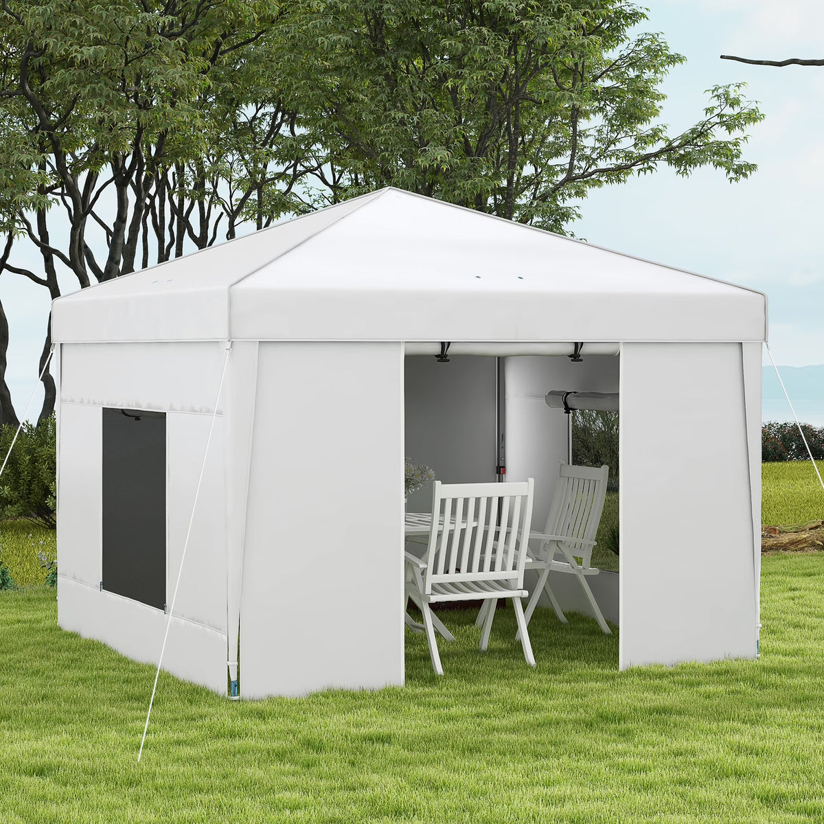 Outsunny 116.25 x 116.25 in Black Pop up Outdoor Canopies, Adjustable Height