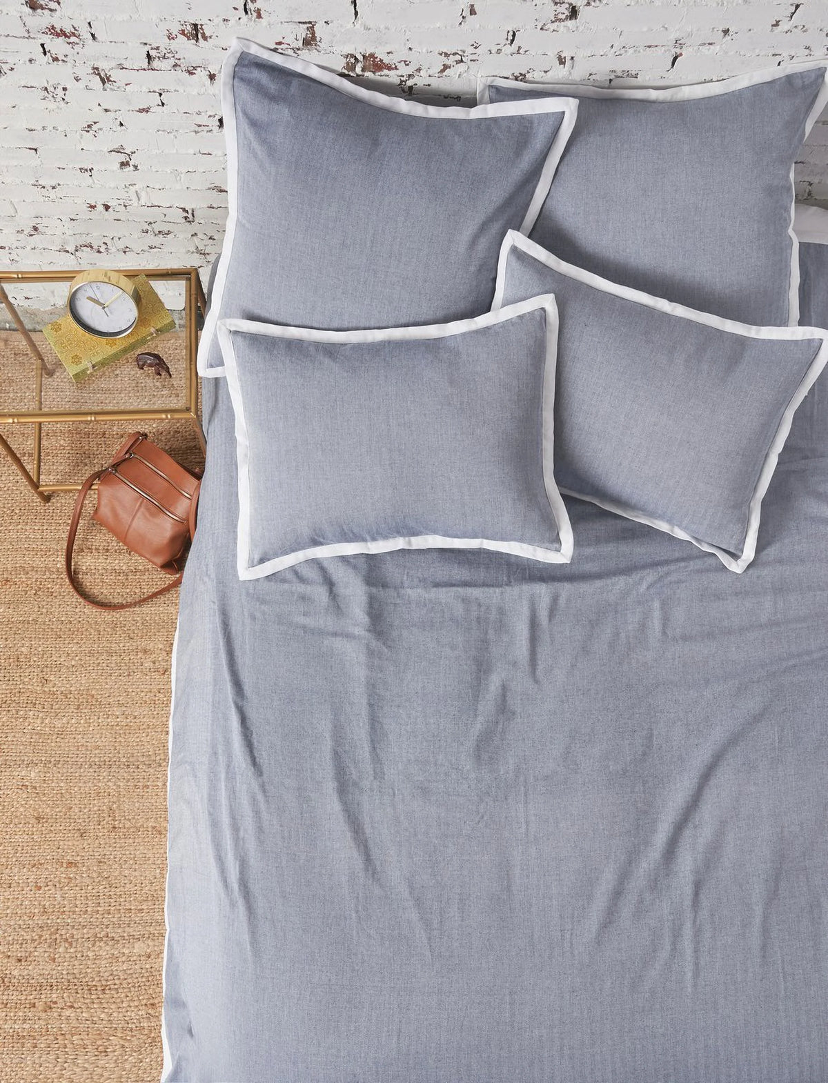 Roscoe Indigo Mini Herringbone Pattern 100% Cotton King Duvet Cover 90" x 102"
