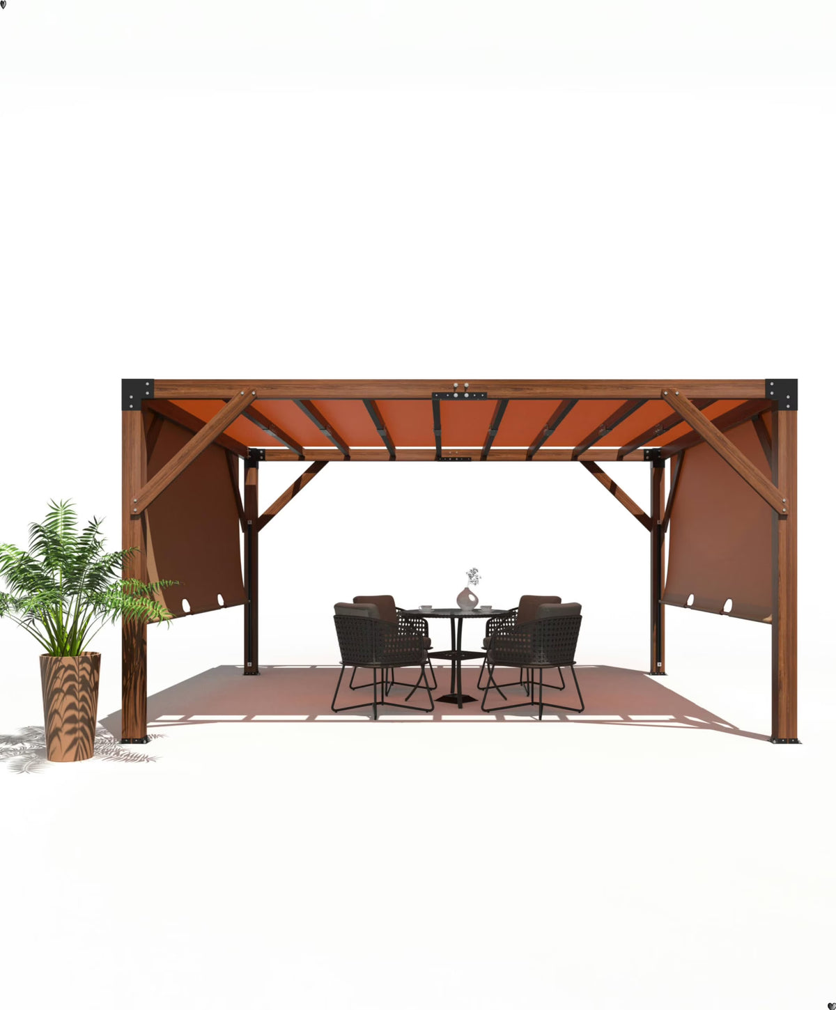 Garvee 10 x 10 feet Wood Pergola, Retractable Shade Canopy, Oak Color