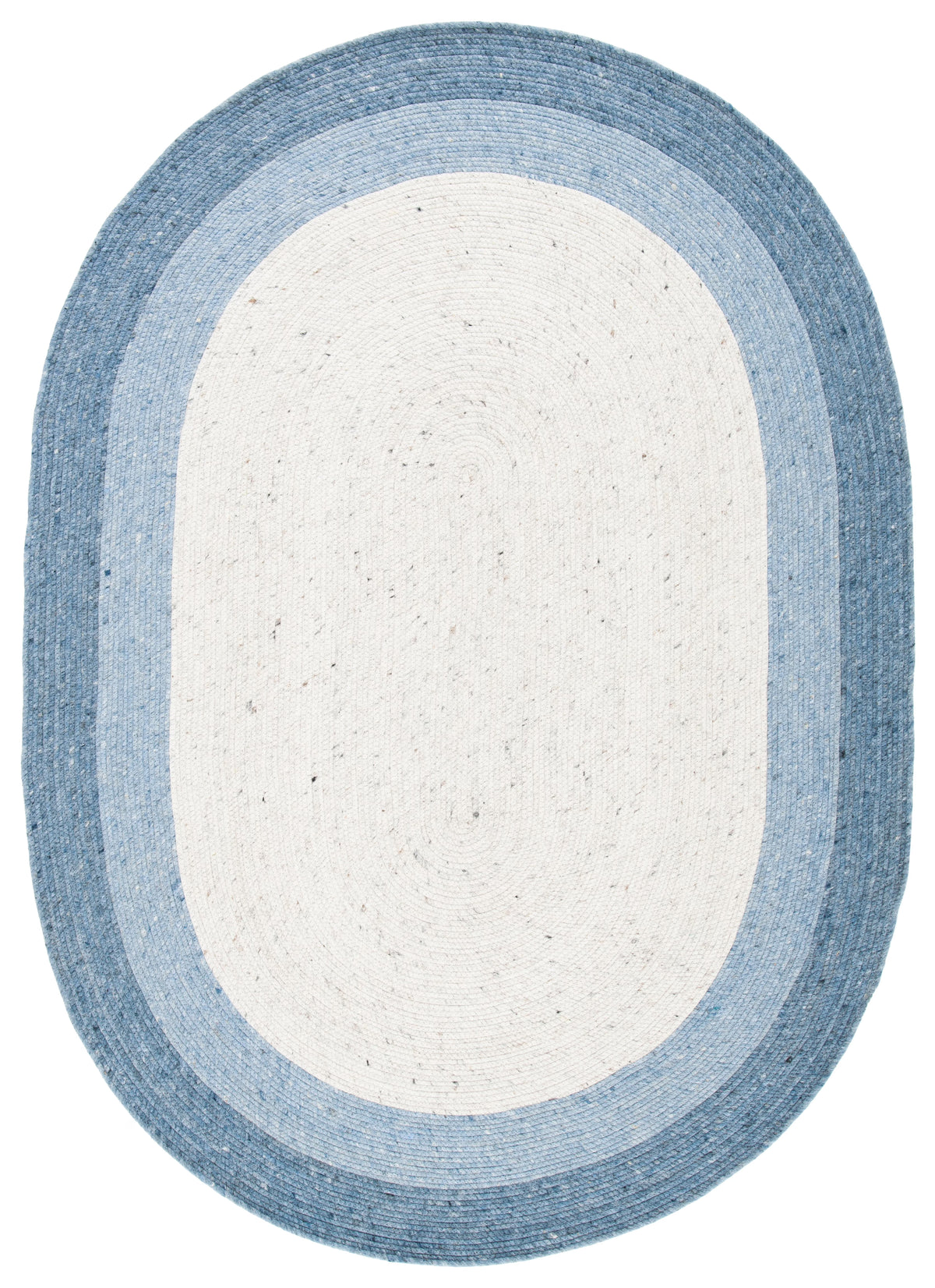 SAFAVIEH Braided Nazca Solid Bordered Area Rug, Ivory/Blue, 4' x 6' Oval