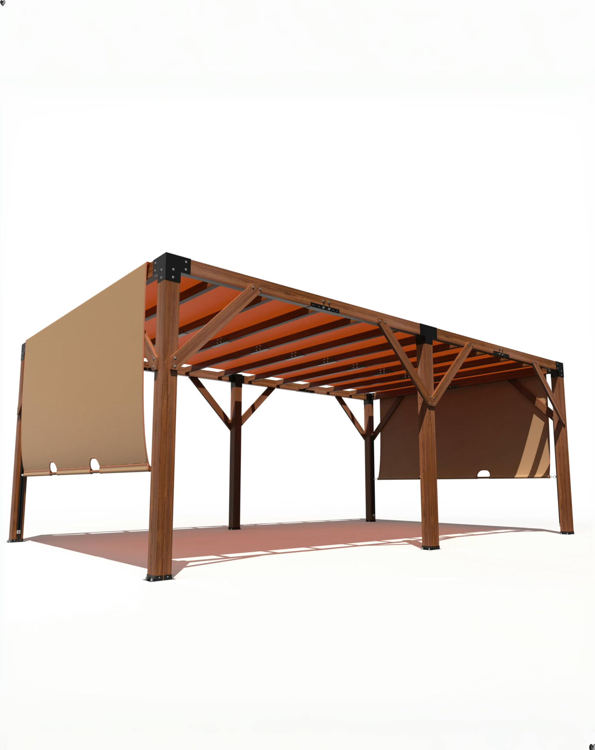 Garvee 10 x 10 feet Wood Pergola, Retractable Shade Canopy, Oak Color