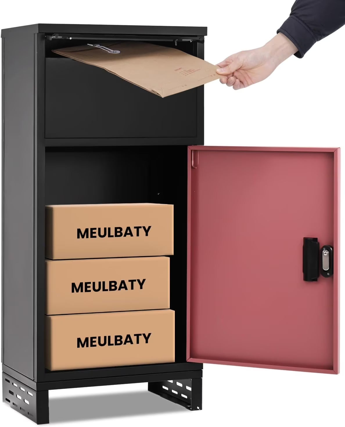 Lilypelle Outside Package Delivery Boxes, 17" x 12" x 34" Large Galvanized Steel Wall and Floor Mount Locking Mailbox, Anti-T