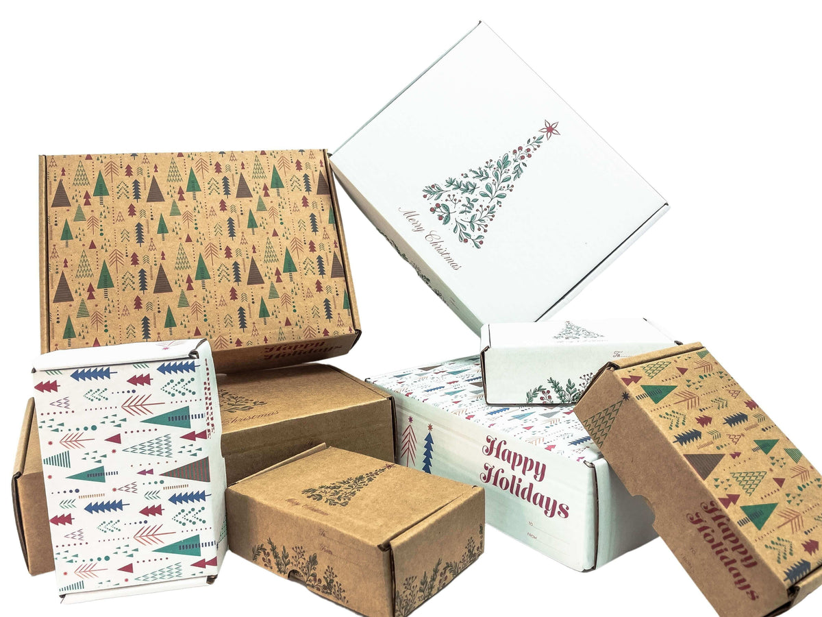 Ucanpack Christmas Mailing Boxes For Shipping 4 x 4 x 4" - Chrismas Tree Printed Christmas Mailing Boxes For Shipping - Holid