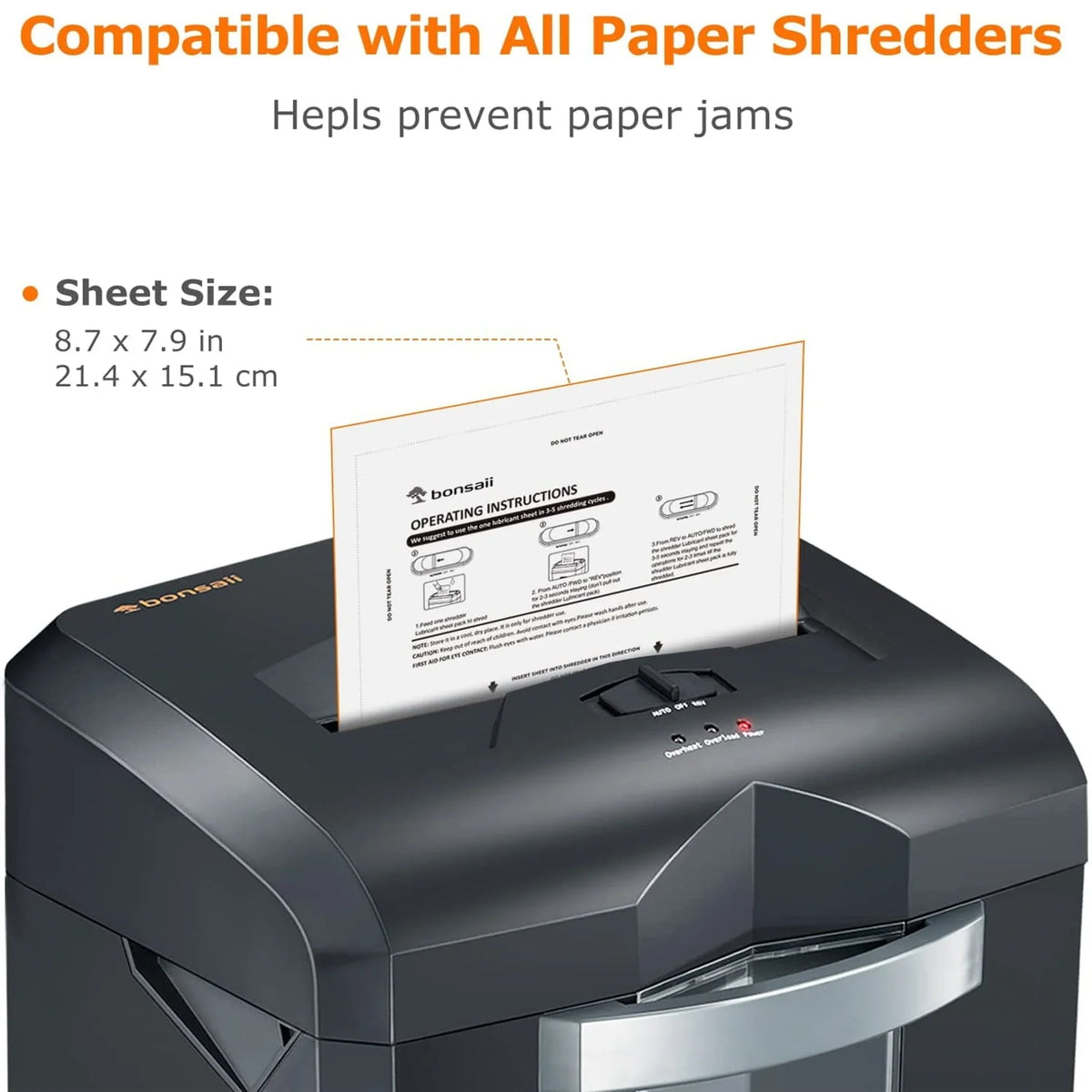 Bonsaii Paper Shredder Sharpening & Lubricant Sheets,24-Pack (8.7 x 7.9 inch/Piece)