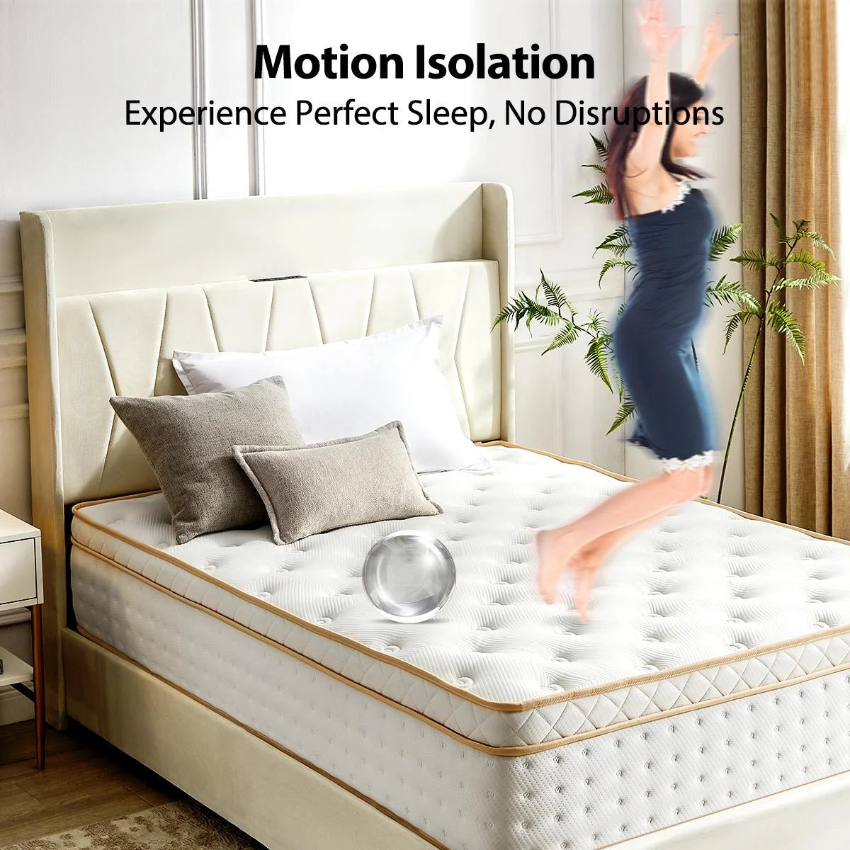 IInnovZBOM10" Queen Size Mattress, Medium Firm Hybrid Mattress with Gel Memory Foam and Pocket Springs, CertiPUR-US Certified