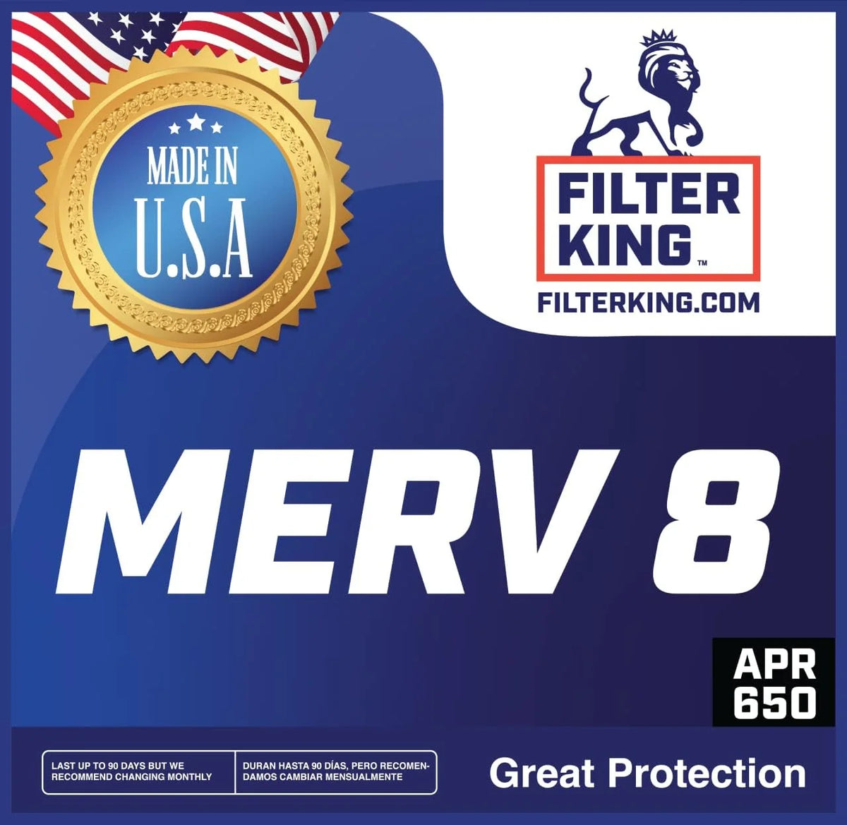 Filter King 16x25x4 Air Filter - 5-PACK - MERV 8 HVAC Pleated A/C Furnace Filters - MADE IN USA - Actual Size: 15.5 x 24.5 x