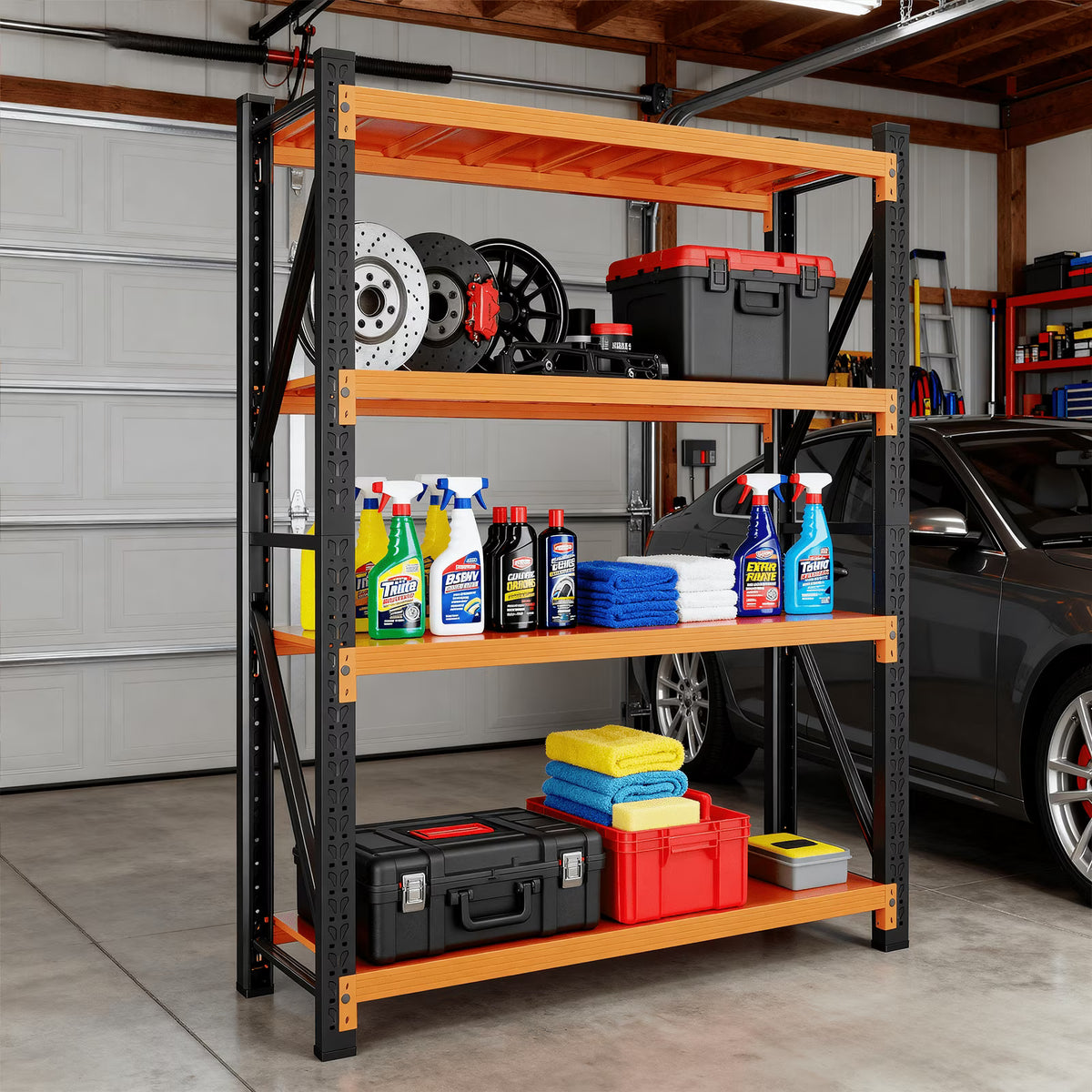 MaxShelv 79" H Garage Shelving 2500lbs, 4 Tier Metal Storage Shelves Adjustable Shelving Unit and Storage for Garage,Basement