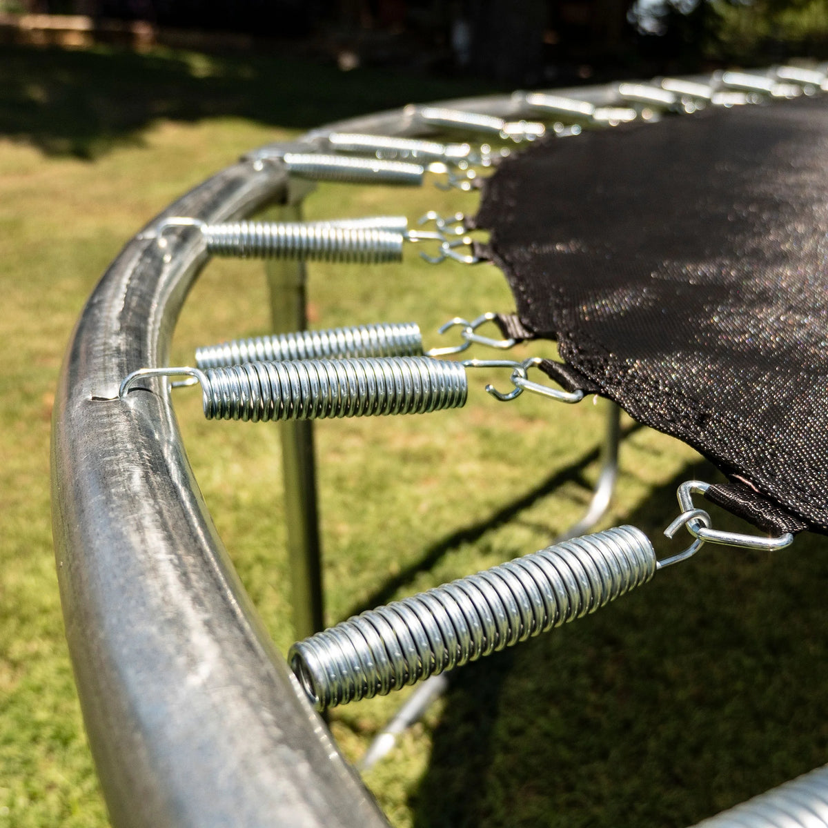 Jumpking Oval 10' x 15' Trampoline, with Two Basketball Hoops, Blue/Yellow