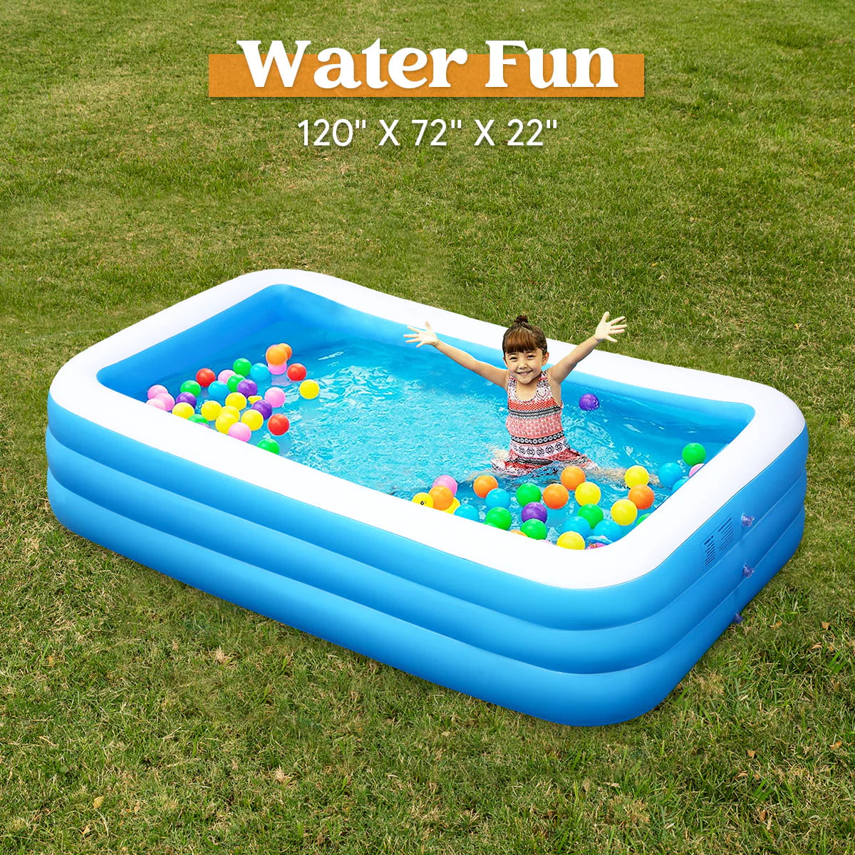 Joyin 120" Inflatable Family Swimming Pool 120" X 72" X 22" Full-Sized Inflatable Lounge Pool for Baby, Kiddie, Kids, Adult,