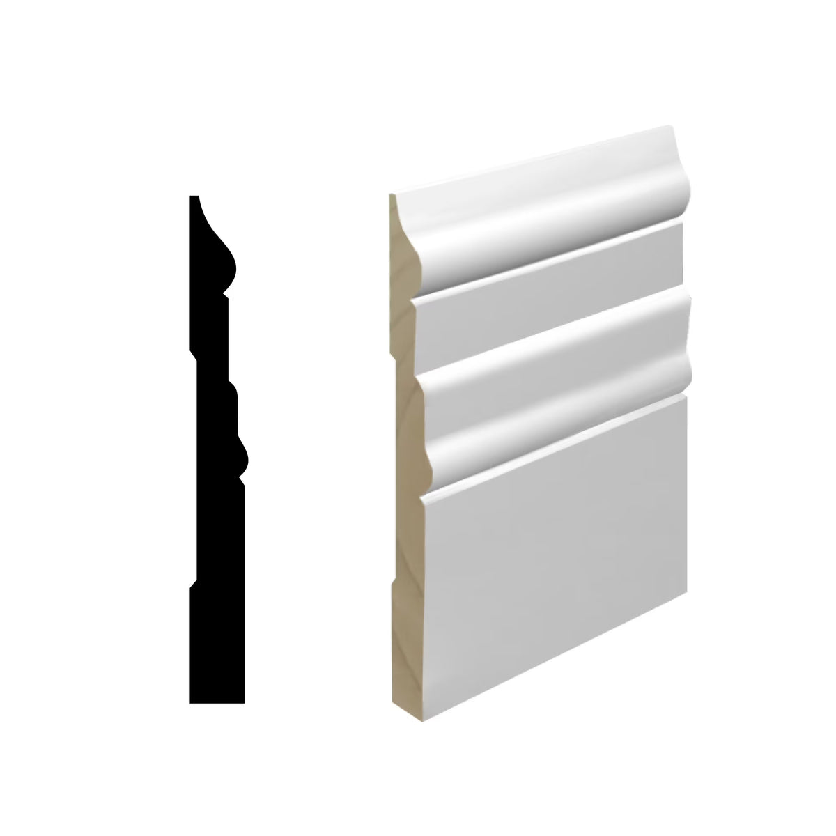 RMB 625 11/16 in.D x 6 1/4 in. W x 96 in. L Primed Finger-Joined Pine Baseboard Molding 10-pcs 80 Ft Total