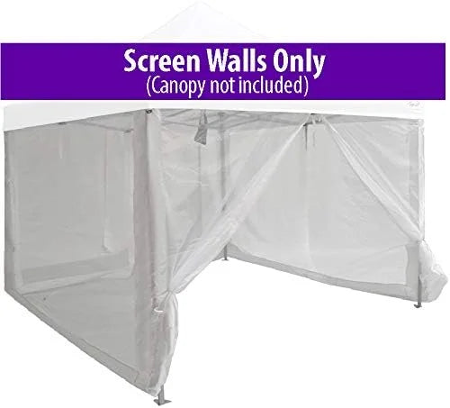 White Zippered Mesh Sidewalls for 10' x 10' Pop-Up Tent Canopy - Easy Assembly