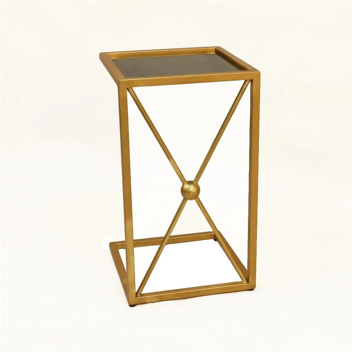 Carolina CC-1414BG-GLD Marlow C Table with X Base, Black & Gold