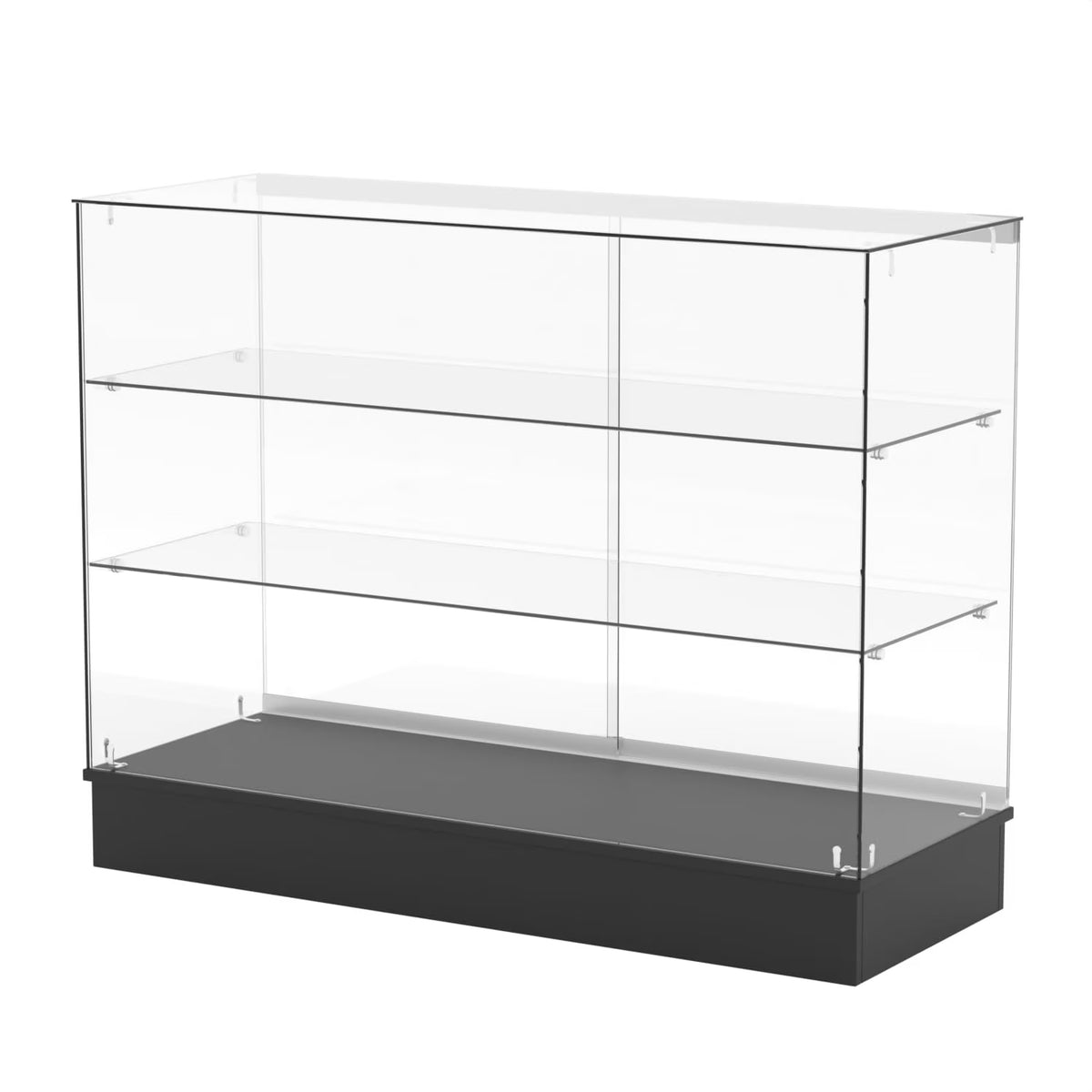 48" W x 18" D x 38" H - White Full Vision Retail Display Case, Tempered Glass Display Cabinet with Glass Shelves and Lock, St