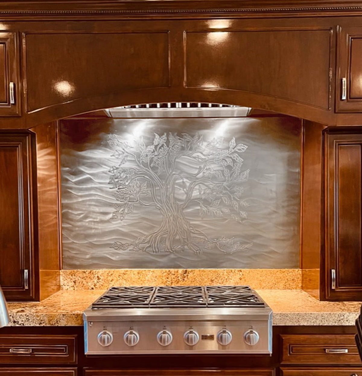 Tree of Life Decorative Stainless Steel Kitchen Backsplash 24" x 30"