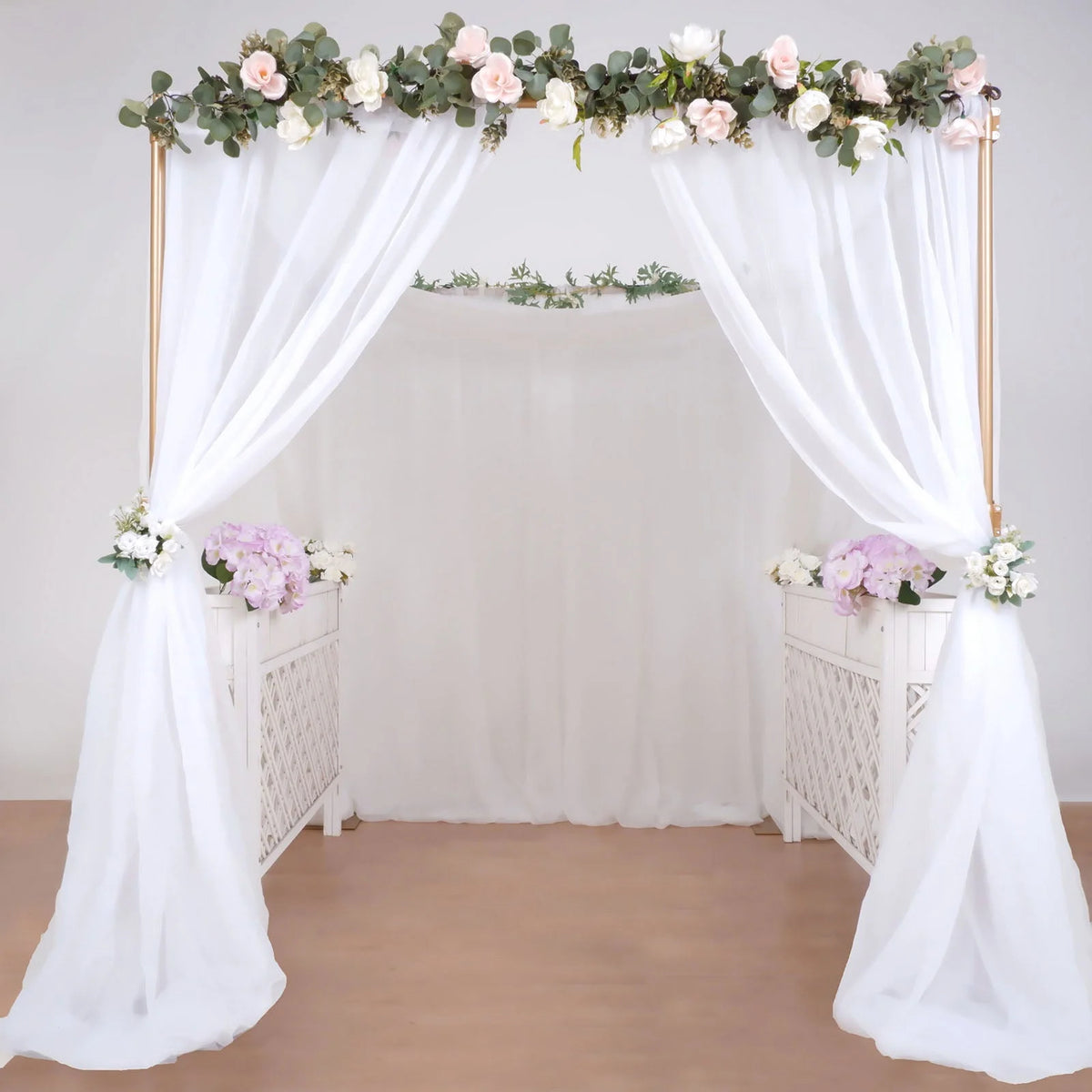 4 Post Gold Metal DIY Photography Backdrop Stand, Wedding Arch Canopy Tent