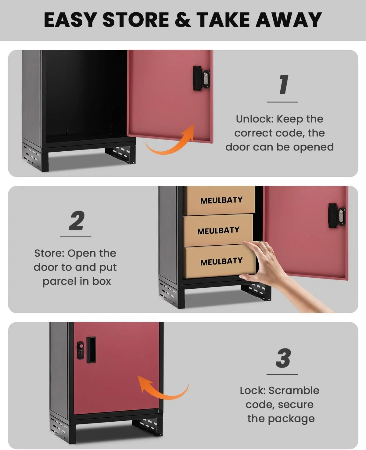 Lilypelle Outside Package Delivery Boxes, 17" x 12" x 34" Large Galvanized Steel Wall and Floor Mount Locking Mailbox, Anti-T