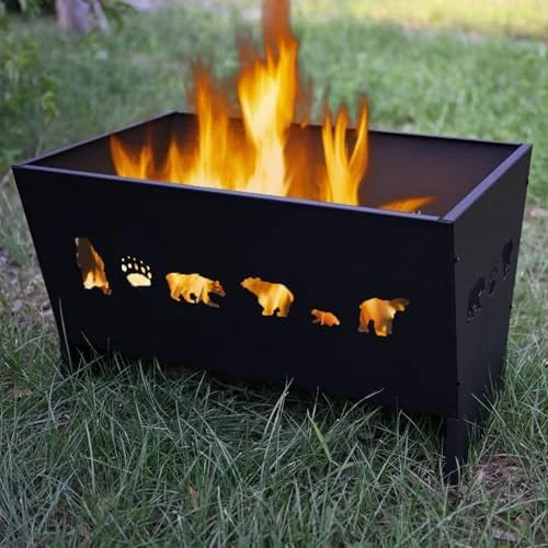 Large Rectangular Burn Pit for Outdoor Leaf & Yard Waste Burning C Heavy-Duty Steel Burn Barrel for Backyard, Camping, or Far