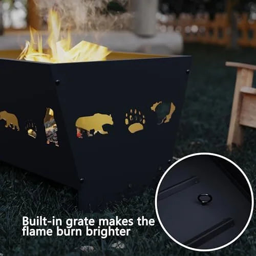 Large Rectangular Burn Pit for Outdoor Leaf & Yard Waste Burning C Heavy-Duty Steel Burn Barrel for Backyard, Camping, or Far