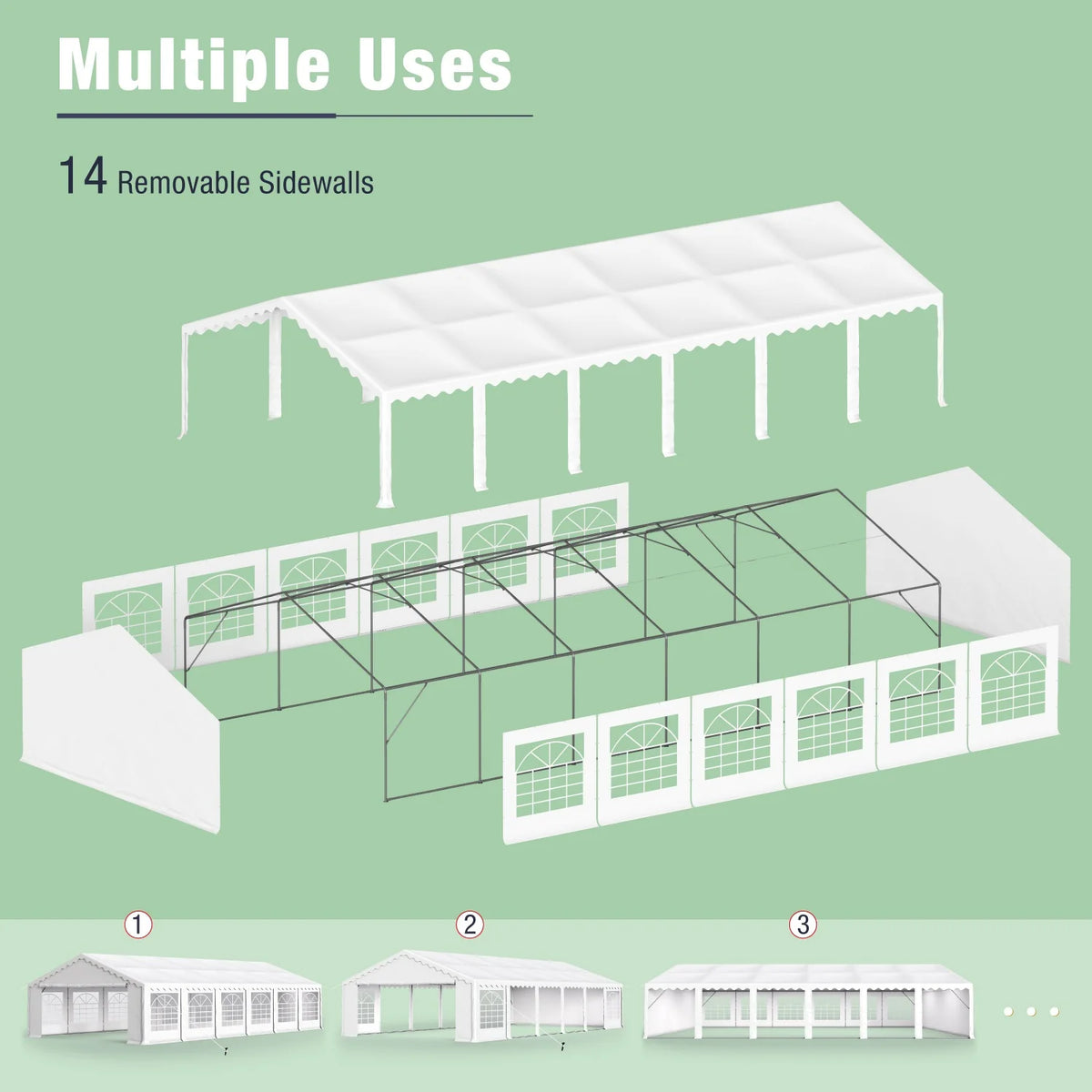 Summit Living 20 x 40 ft White Event Outdoor Canopies, Removable Sidewalls