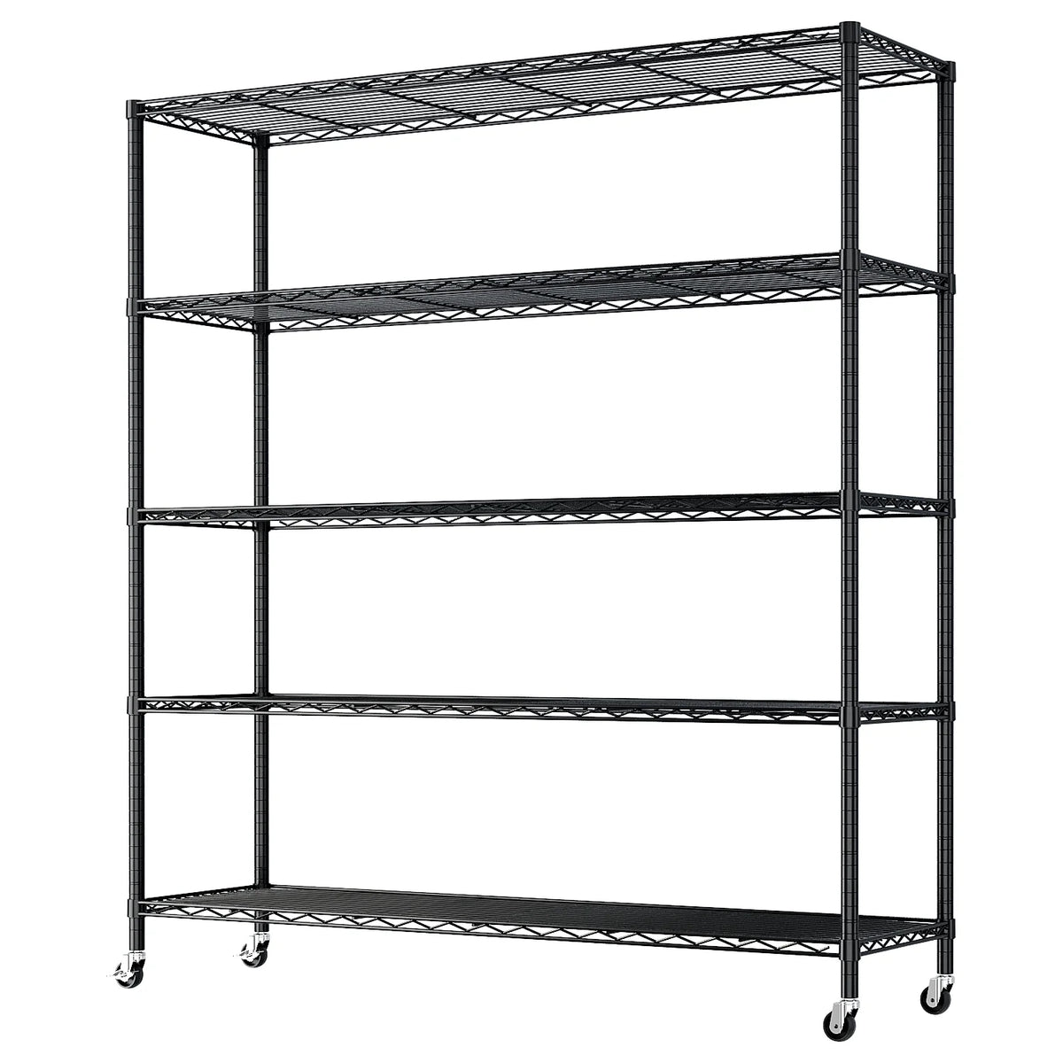 Ktaxon 5-Tier Steel Shelving Unit with Wheels, 46"W Storage Shelving Rack, Heavy Duty Adjustable Wire Shelf, 46"W x 72" H x 1