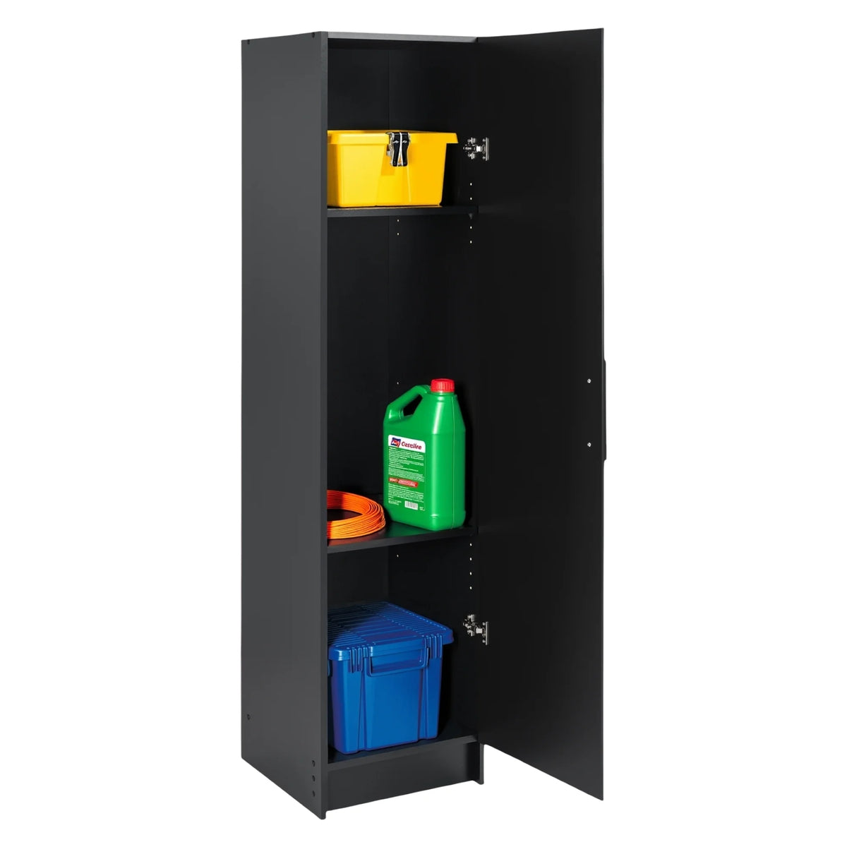 Prepac Elite 16" Storage Cabinet, Black Storage Cabinet, Bathroom Cabinet, Pantry Cabinet with 2 Adjustable Shelves, 16" D x
