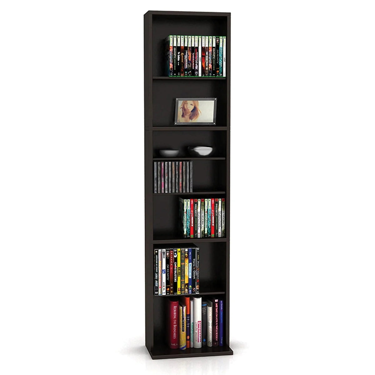 Atlantic 54" x 13" Summit Adjustable Wood Media Storage Shelf Bookcase, Espresso