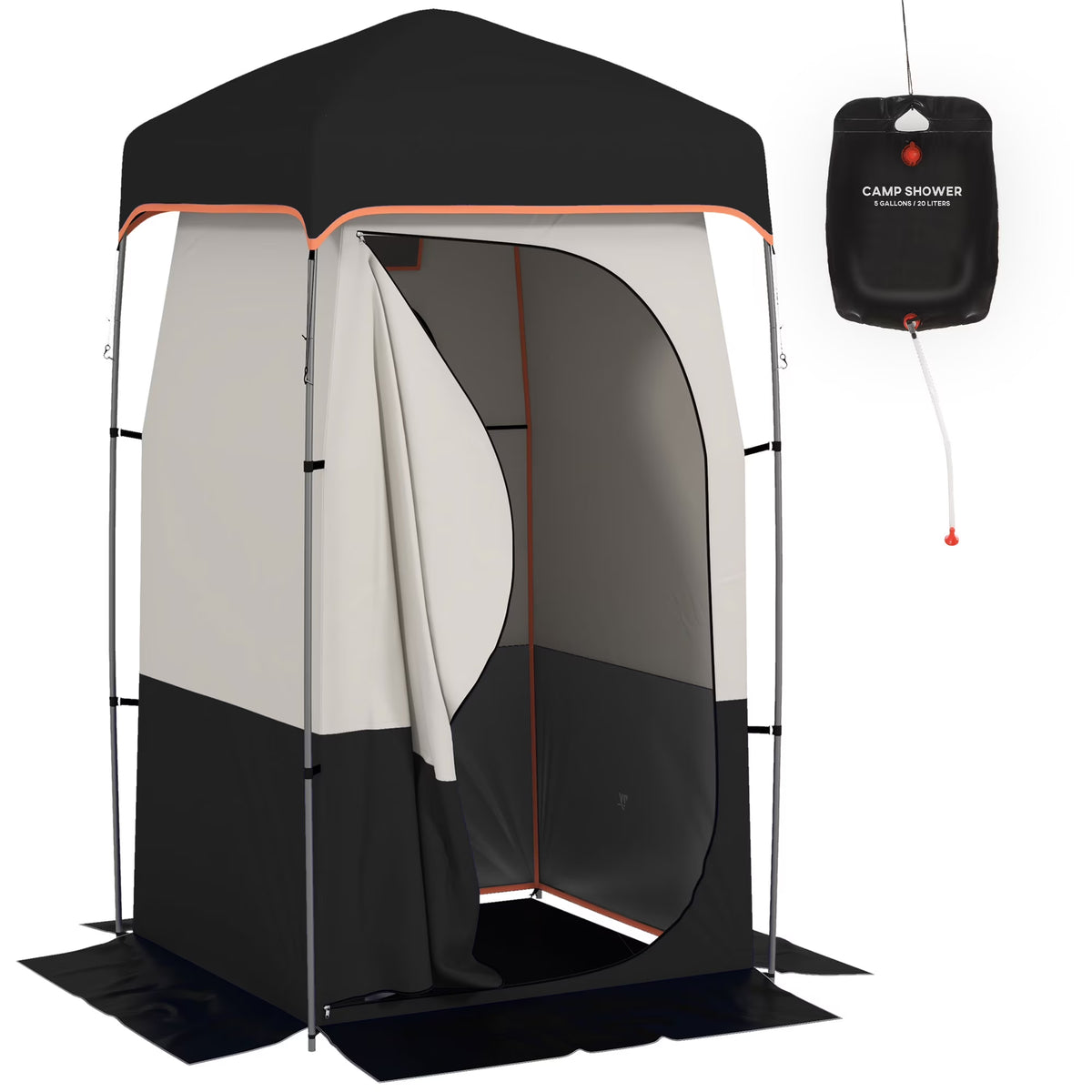E-Western Outsunny Portable Shower Tent with Solar Shower Bag, Privacy Shelter, Camping Dressing Room, Includes Floor & Carry